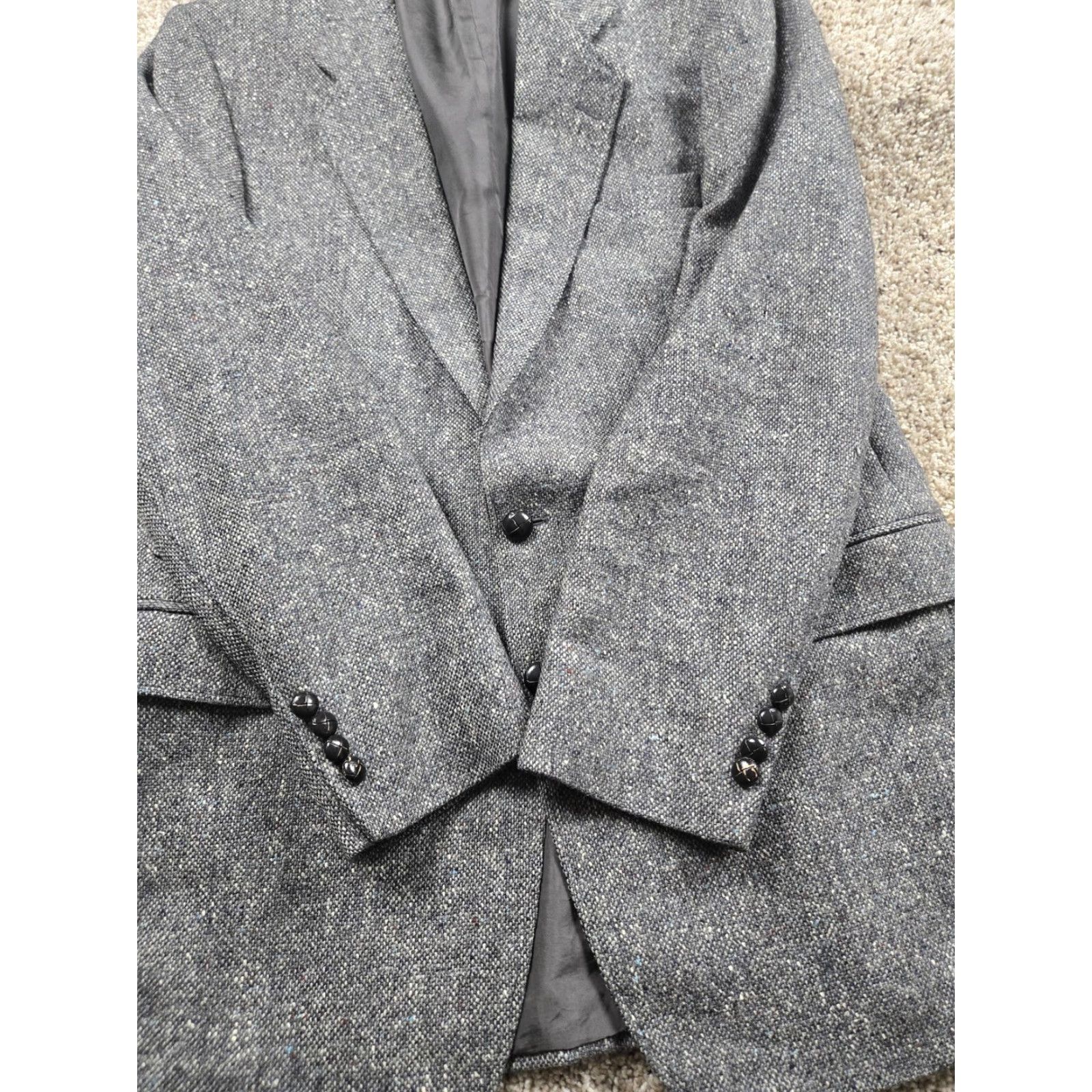 Stafford Stafford Mens 42L Gray British Tweed Wool Sport Coat 2 Button Notch Lapel Long Jacket Single-Breasted Casual Mens Size US XS / EU 42 / 0 - 3 Thumbnail