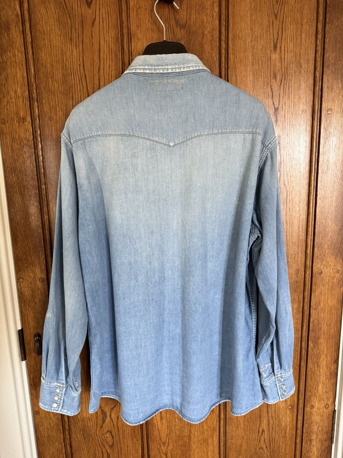 FW16 Saint Laurent distressed crash denim shirt Hedi Slimane