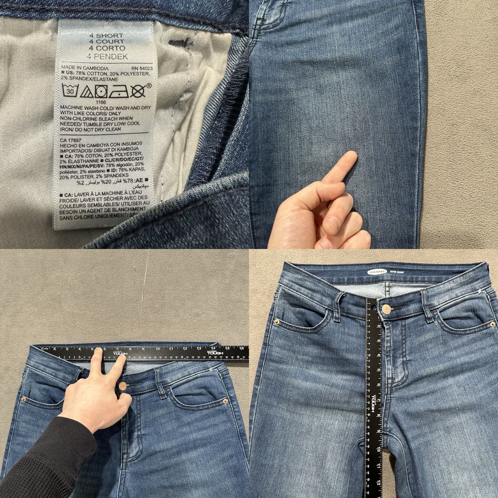 Old Navy Old Navy Womens Jeans 4 Short Blue Denim Mid Rise Super Skinny Stretch GUC Size 27" / US 4 / IT 40 - 8 Thumbnail