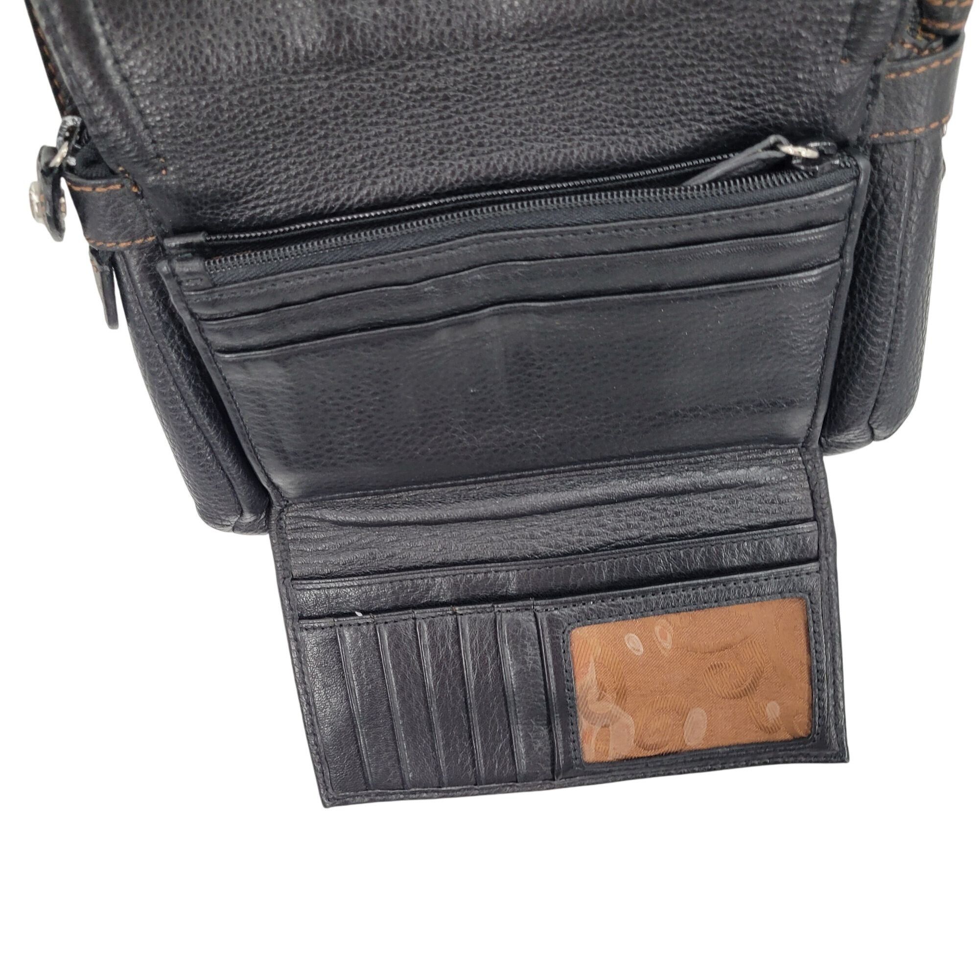 Brighton Brighton Black Leather Crossbody Embroidered Multiple Pocket Size ONE SIZE - 8 Thumbnail