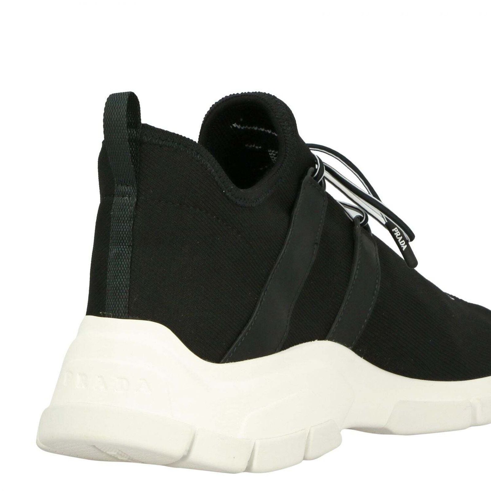 Prada Prada Mens XY Logo Sock Black White Knit Flat Trainer Size US 9 / EU 42 - 4 Thumbnail