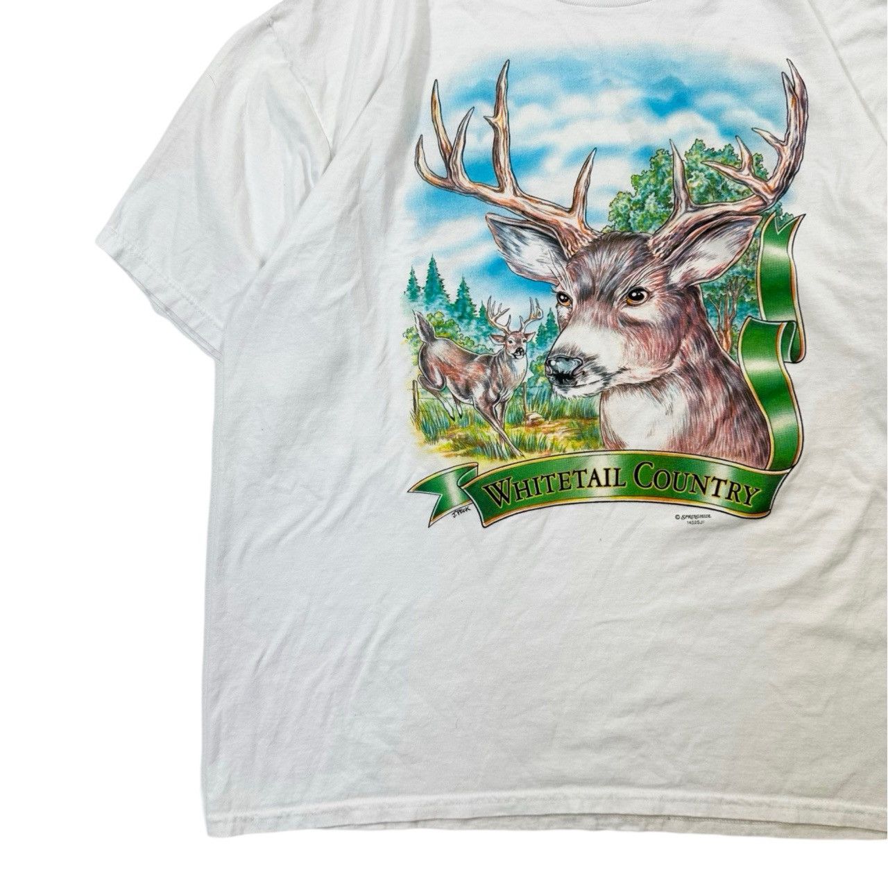 Vintage Vintage 90s Big Print Nature Wolf Deer Graphic T Shirt Size US L / EU 52-54 / 3 - 3 Thumbnail