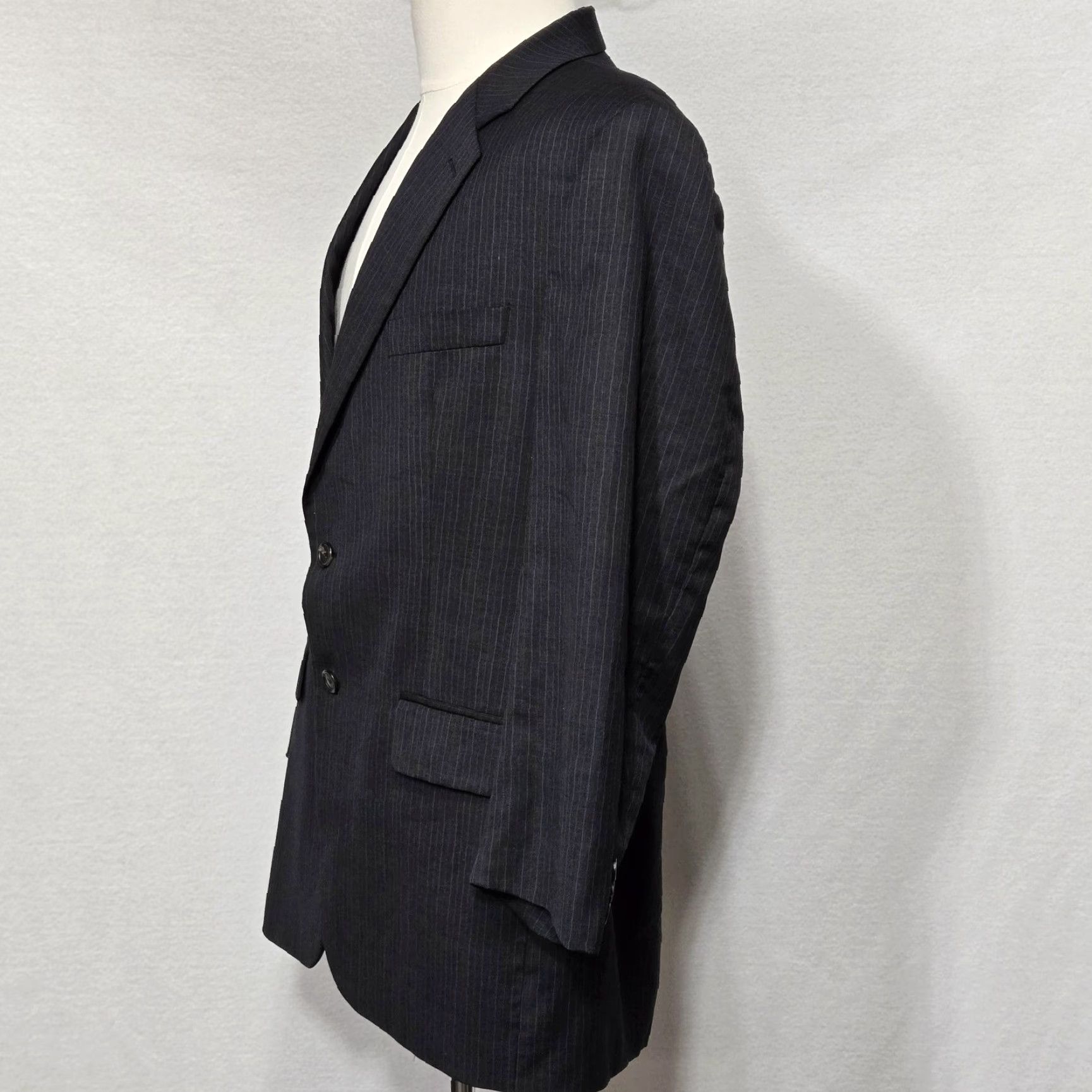 Chaps VINTAGE Chaps Ralph Lauren Blazer Mens Large Gray Pinstripe 2 Button Sport Coat Size 44R - 3 Thumbnail