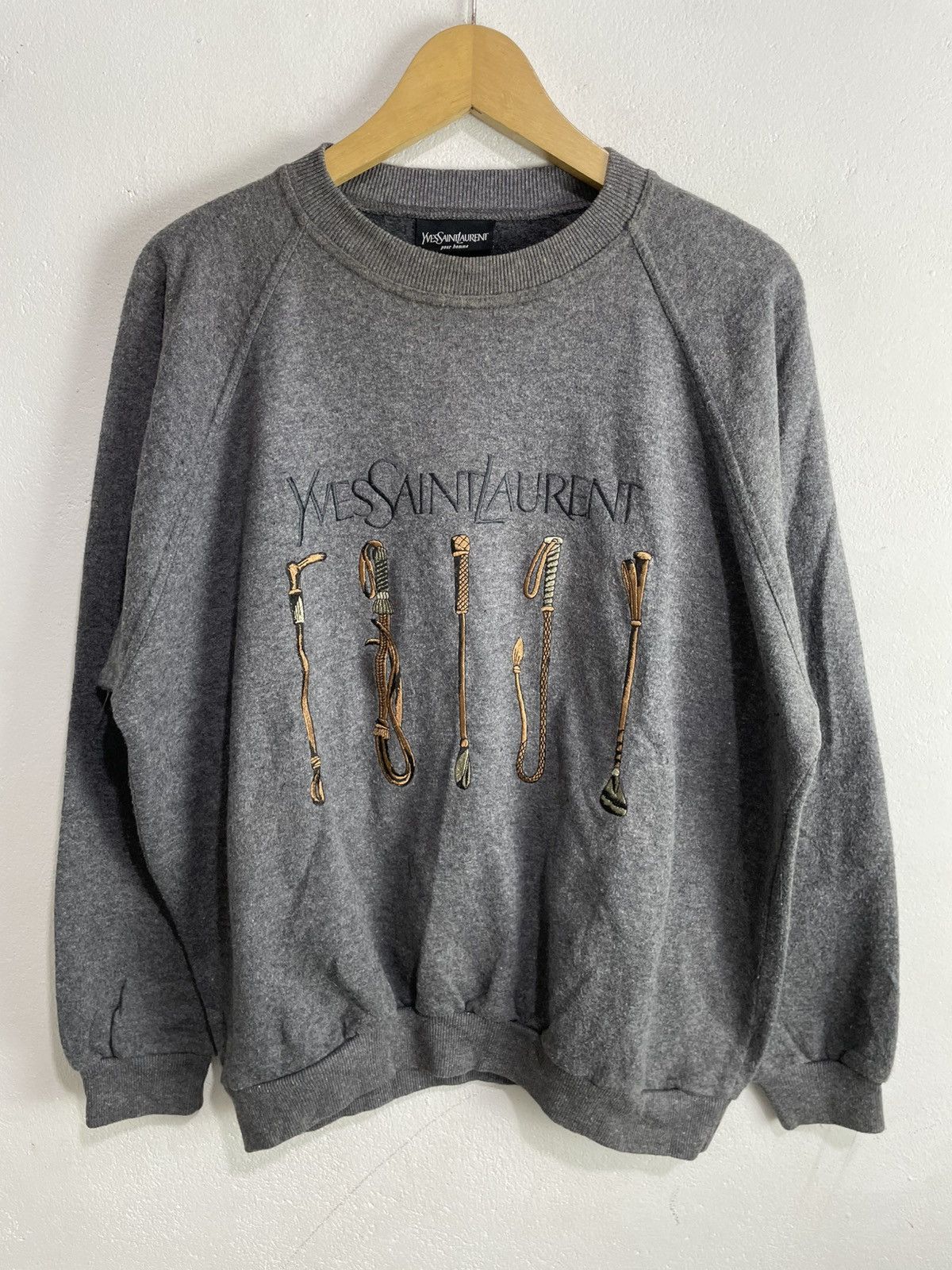 Yves Saint Laurent Vintage Ysl embroidery logo Sweatshirt Size US M / EU 48-50 / 2 - 1 Thumbnail
