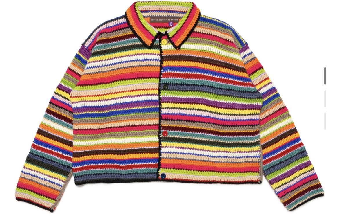 Pre-owned Cactus Plant Flea Market X Human Made Cpfm Crochet Knit Cardigan In Multicolor