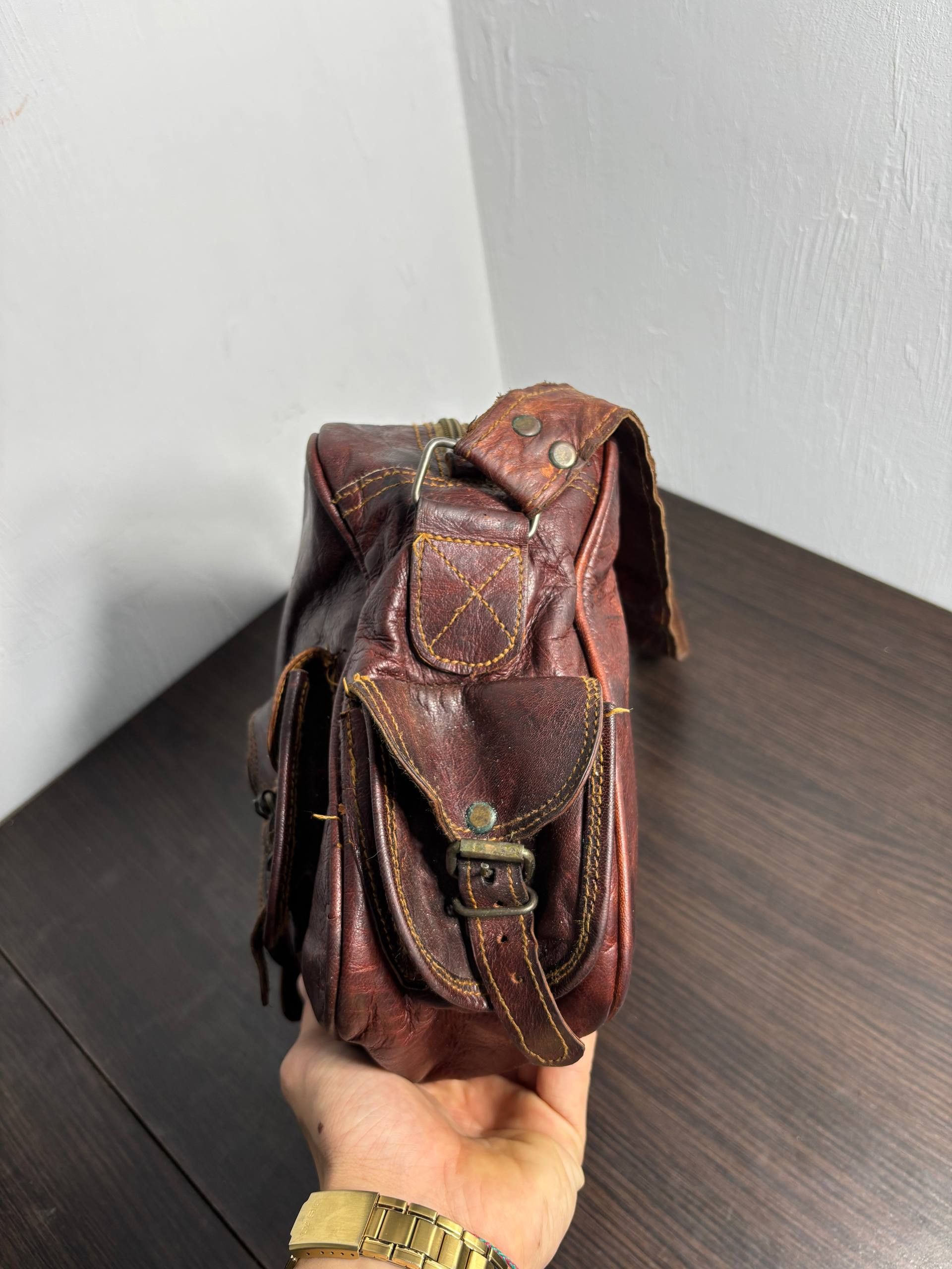 Diesel Diesel style Avant Garde Leather Distressed VTG Bag Size ONE SIZE - 8 Thumbnail