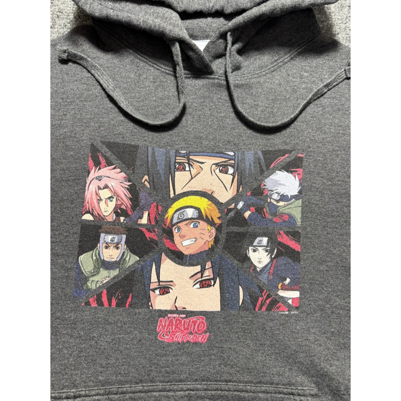 Port & Company Naruto Shippuden Hoodie Mens Medium Gray Anime Graphic Pullover Sweatshirt Size US M / EU 48-50 / 2 - 2 Thumbnail