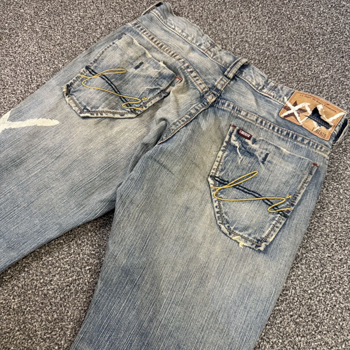 Japanese Brand Japanese Seditionaries Liberto Paint Thrashed Wideleg Denim Size US 32 / EU 48 - 4 Thumbnail
