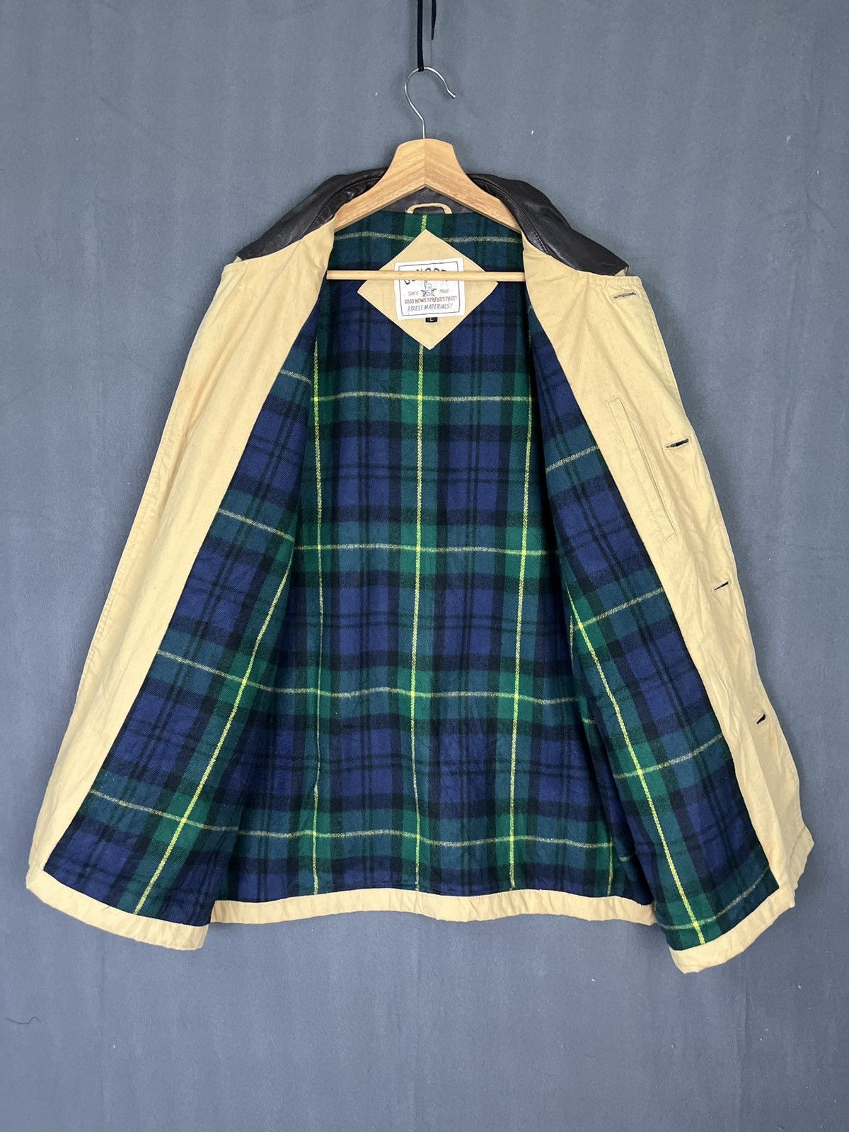 Japanese Brand × Vintage Concret Japan Work Chore Jacket Duck Canvas + Leather Plaid Size US XL / EU 56 / 4 - 6 Thumbnail