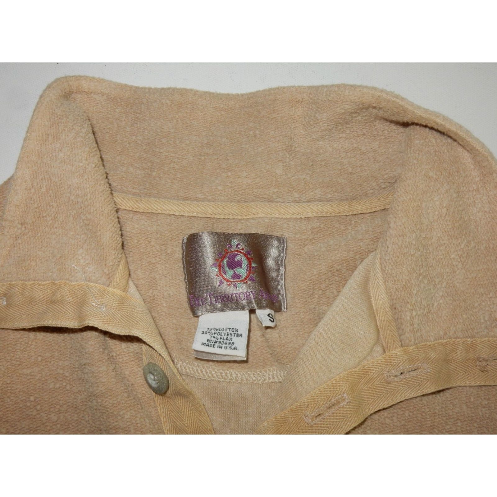 The Territory Ahead VINTAGE Territory Ahead Sweater Shirt Men S Beige USA Made Flax Blend Pullover 28" Length Size US S / EU 44-46 / 1 - 4 Thumbnail