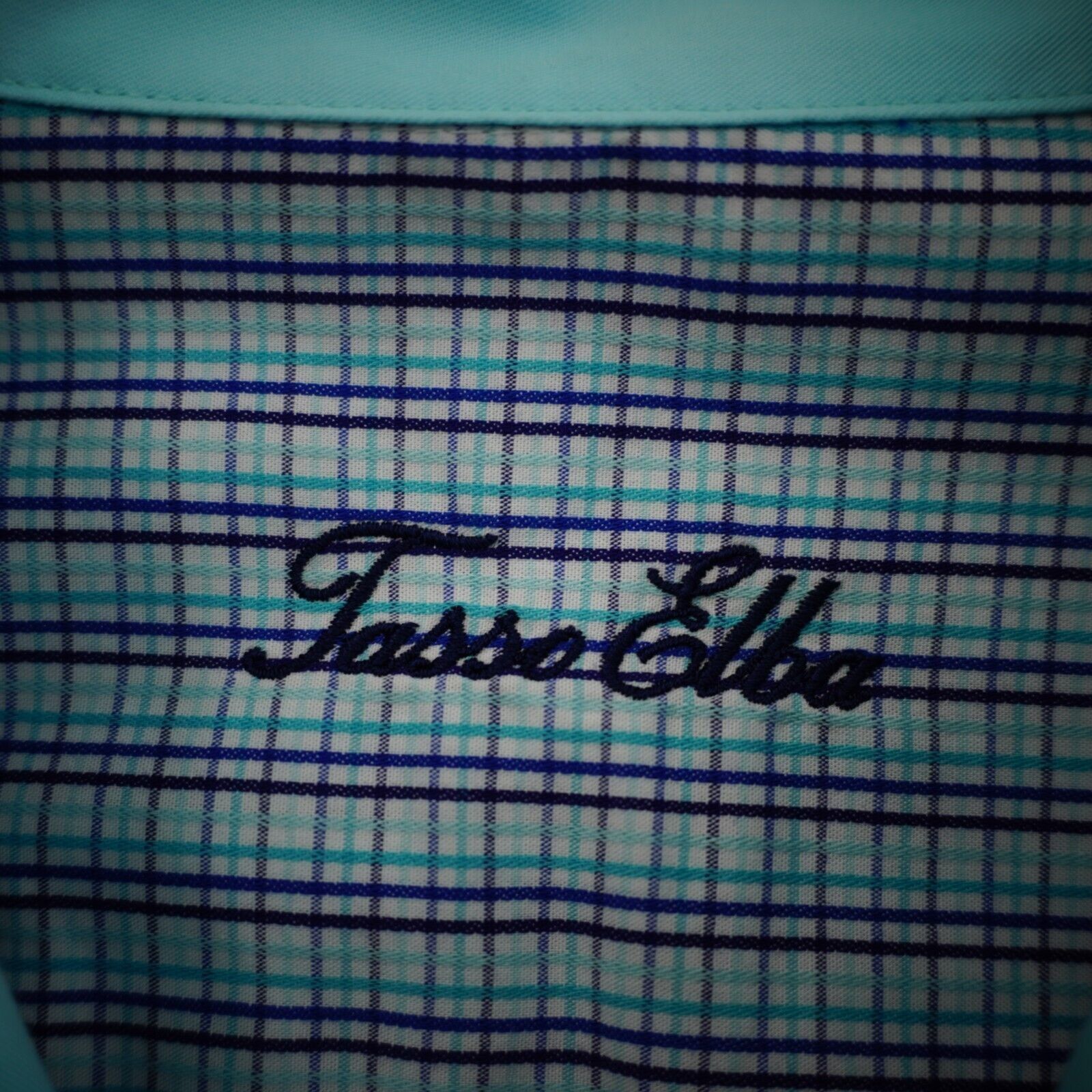 Tasso Elba Tasso Elba XL 17-17.5 Teal Purple White Check Pocket Front C Size US L / EU 52-54 / 3 - 10 Thumbnail