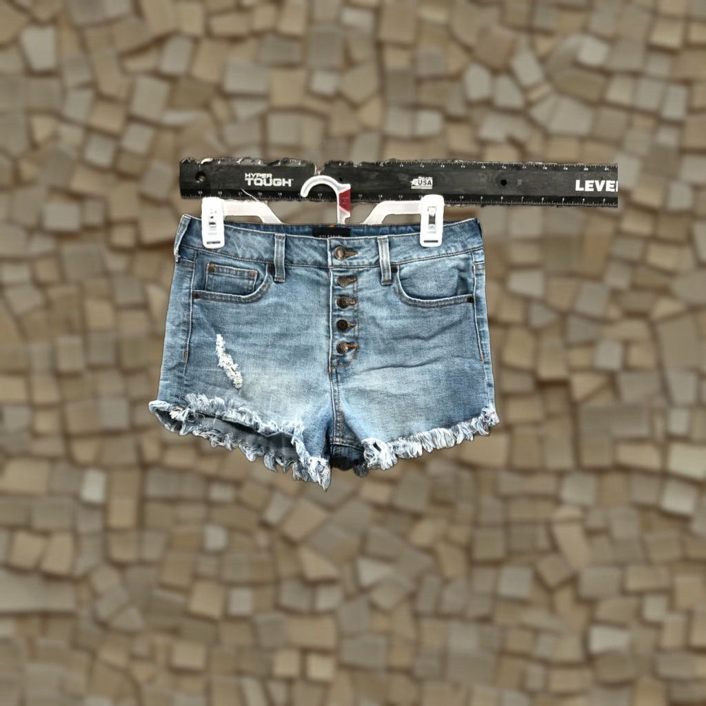 Vintage Celebrity Pink Cut-off Shorts Junior Size 5 High Rise Dark Wash Blue Denim Jean Women Casu al Casual Womens Jeans Size 27" / US 4 / IT 40 - 1 Thumbnail