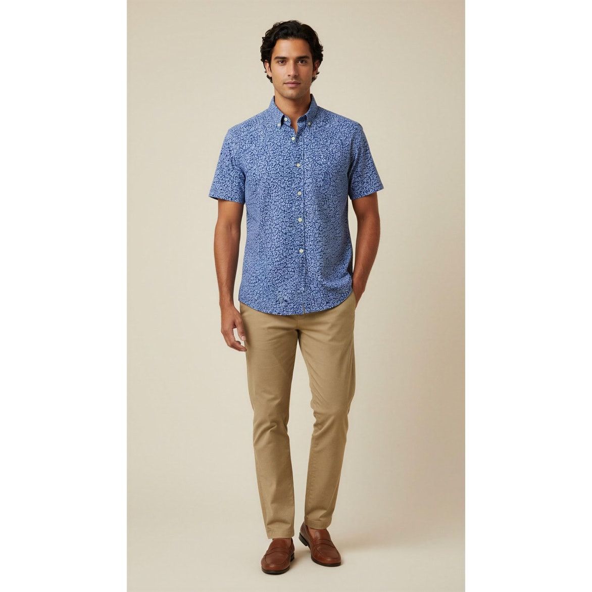 Vineyard Vines Vineyard Vines Men's Slim Fit Floral Blue Button-Up Shirt Size US M / EU 48-50 / 2 - 1 Thumbnail