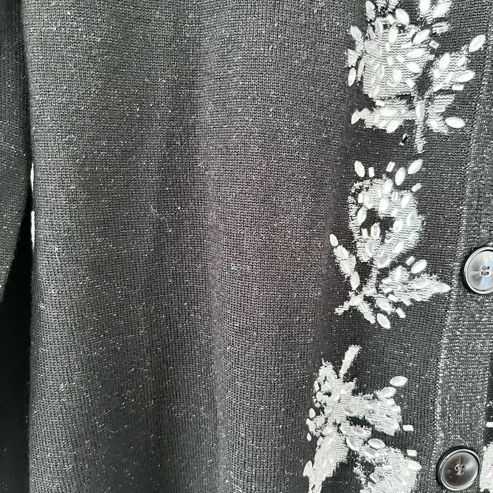 Diane von Furstenberg Diane von Furstenberg Black Floral Cardigan Sweater Size M / US 6-8 / IT 42-44 - 6 Thumbnail