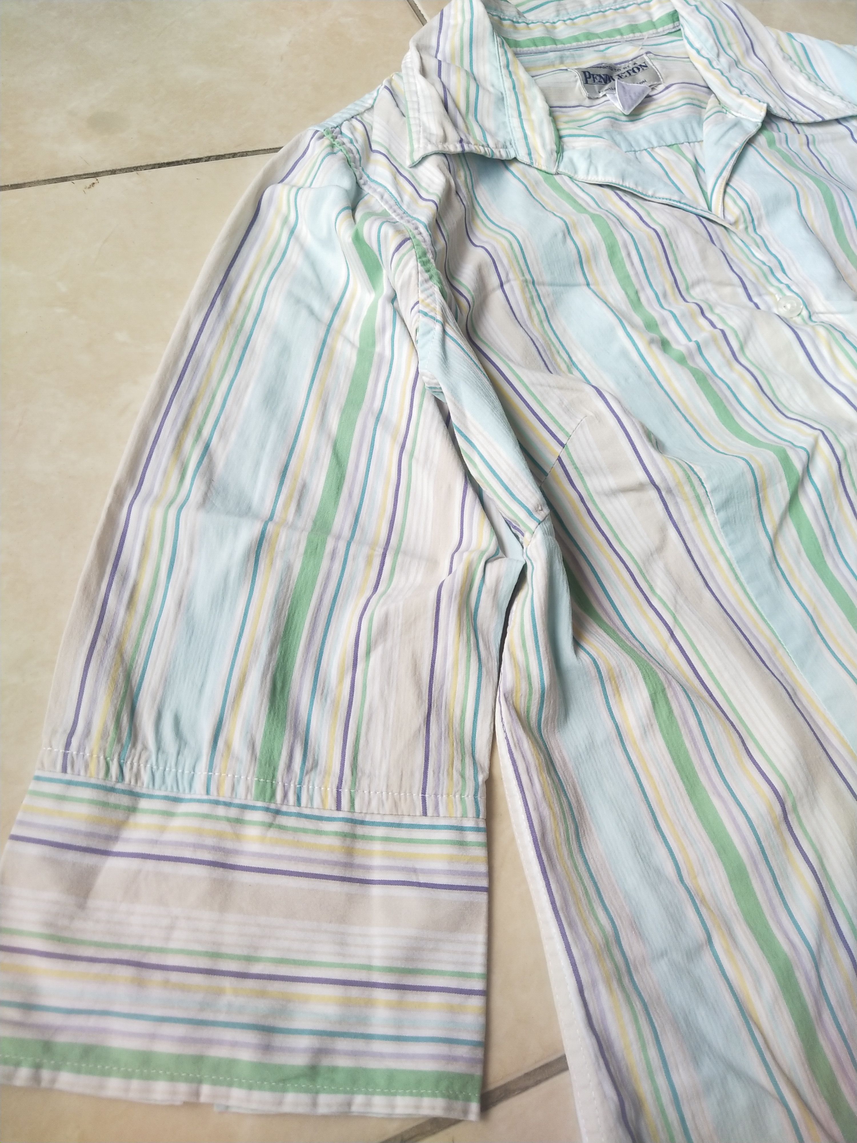 Pendleton Pendleton Pastel Striped 3/4 Sleeve Button Up Blouse Size S / US 4 / IT 40 - 3 Thumbnail