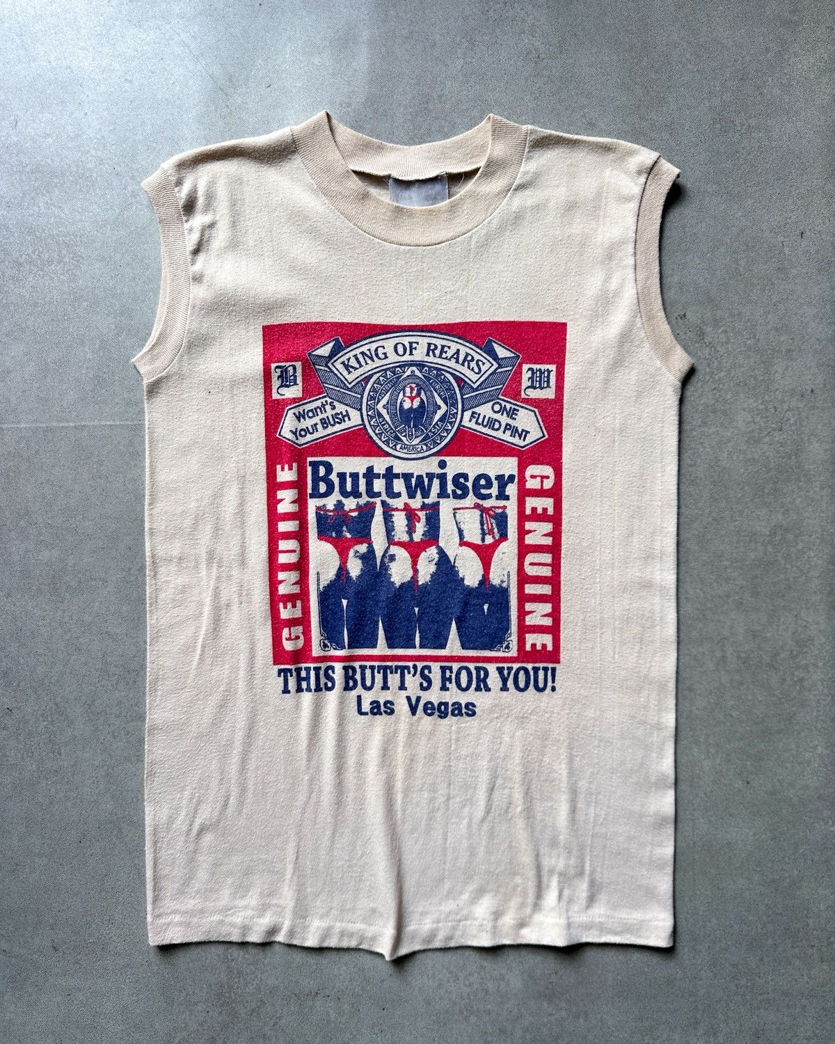 Vintage 1980’s 🍑Buttwiser Parody Sleeveless Size US S / EU 44-46 / 1 - 2 Thumbnail