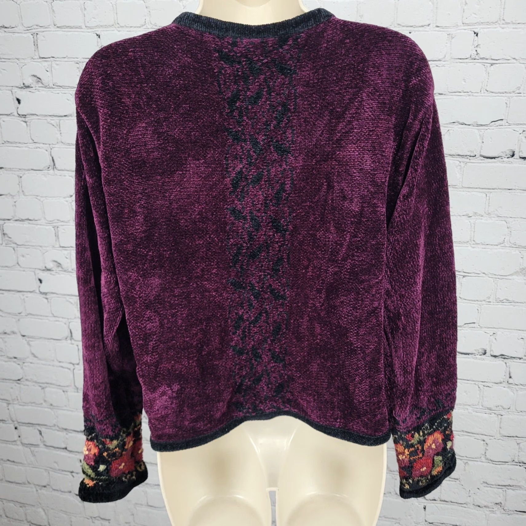 Coldwater Creek Coldwater Creek Purple Velvet Floral Embroidered Full Zip Jacket Small S Size S / US 4 / IT 40 - 2 Thumbnail