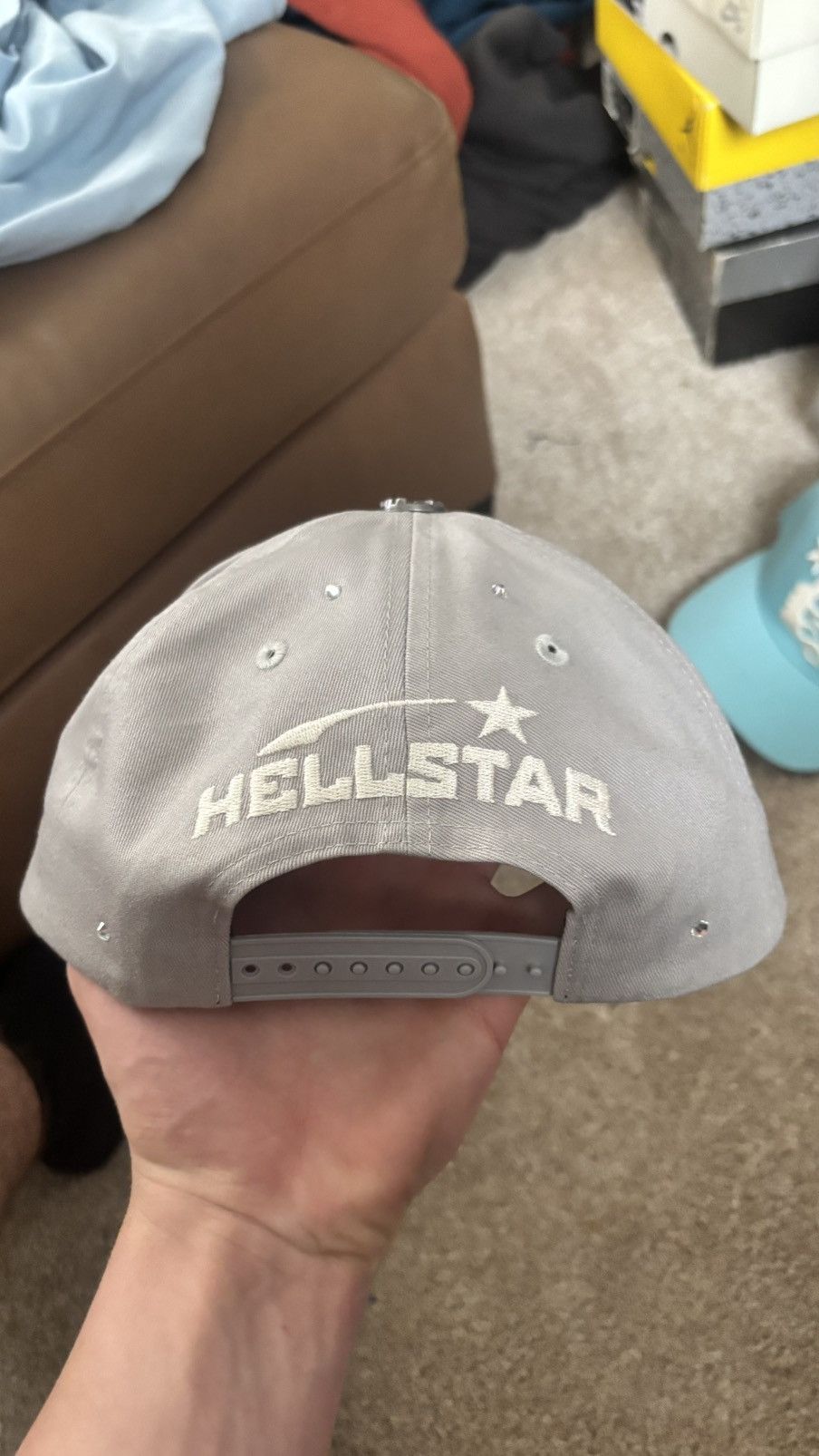 HELLSTAR Hellstar Grey Rhinestone Snapback Hat Size ONE SIZE - 2 Thumbnail