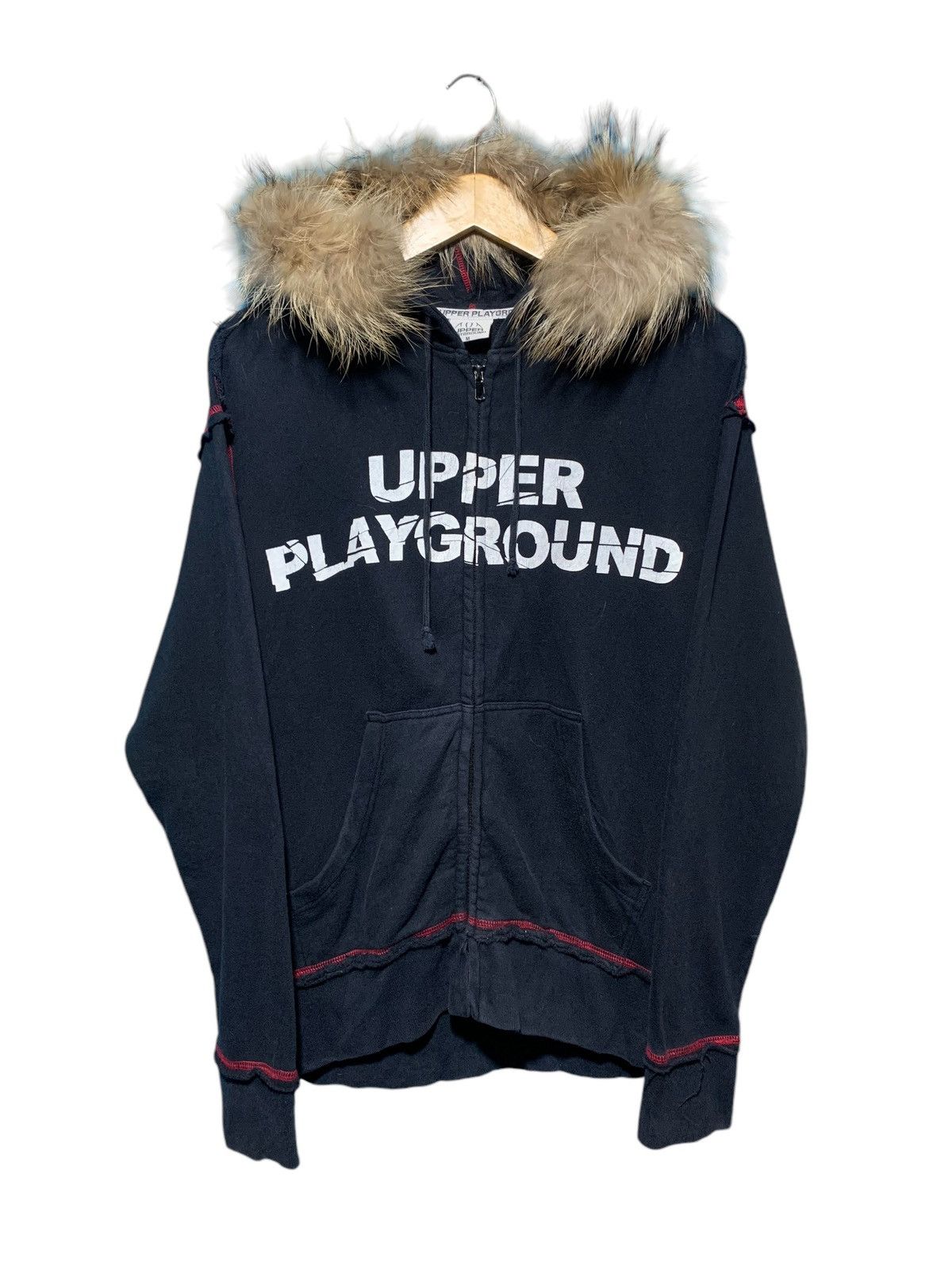 If Six Was Nine × Le Grande Bleu (L.G.B.) × Upper Playground Vtg Upper Playground distressed nightmare fur hoodie Size US L / EU 52-54 / 3 - 2 Thumbnail