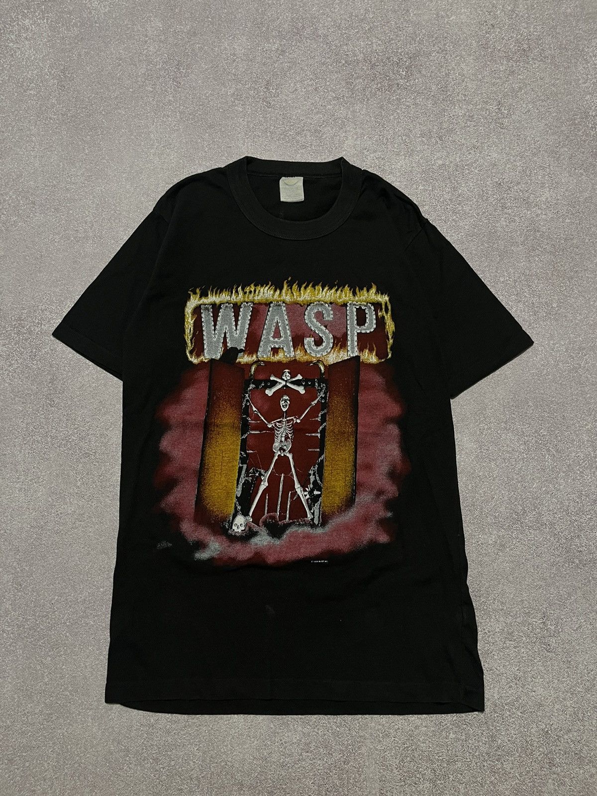 Band Tees × Vintage Vintage 80s Thrashed 1984 WASP Metal Rock Band T-Shirt Black Size US M / EU 48-50 / 2 - 1 Thumbnail