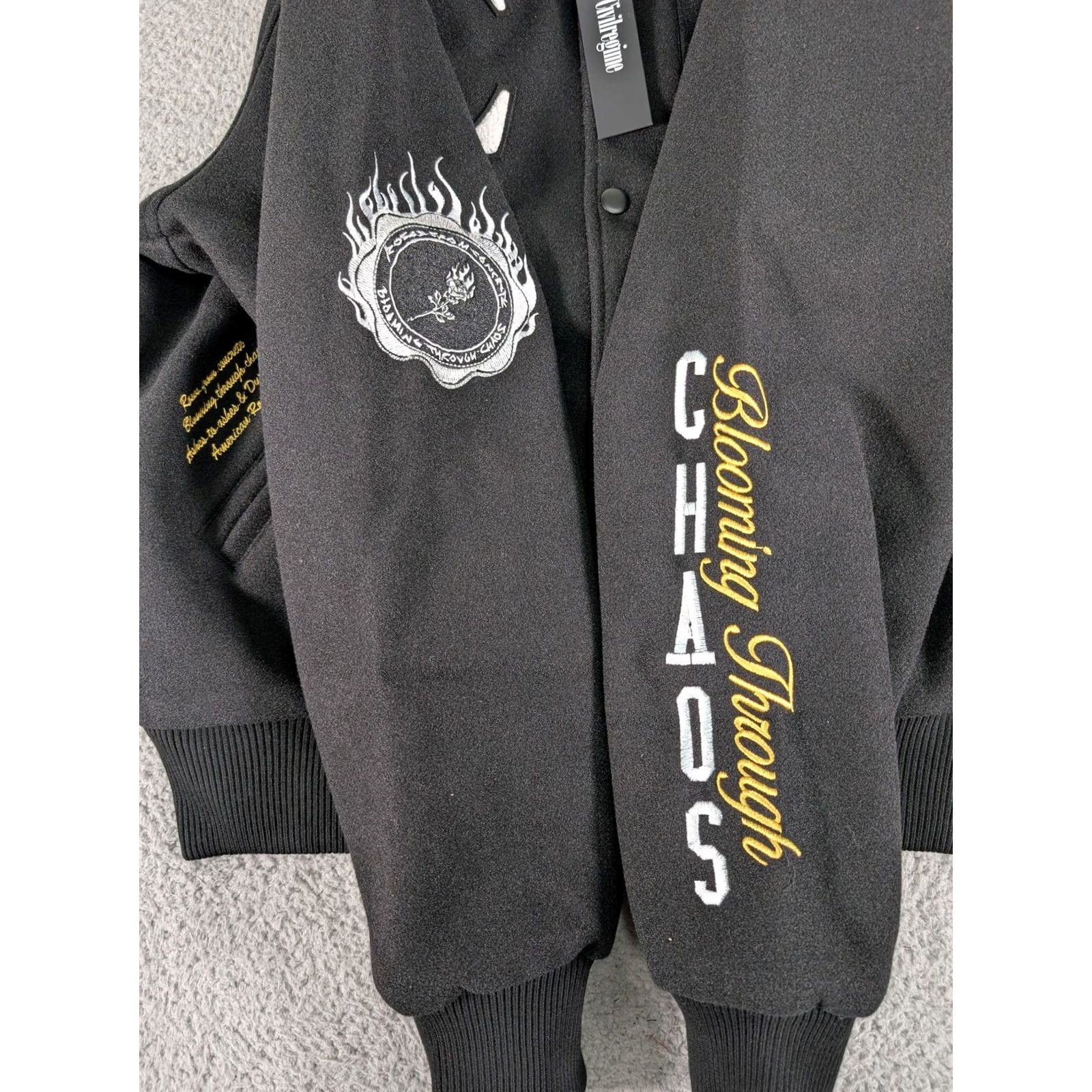 Vintage VINTAGE Civil Regime Blooming Skies Varsity Jacket Mens Small Black Embroidered Pegasus Size US S / EU 44-46 / 1 - 4 Thumbnail