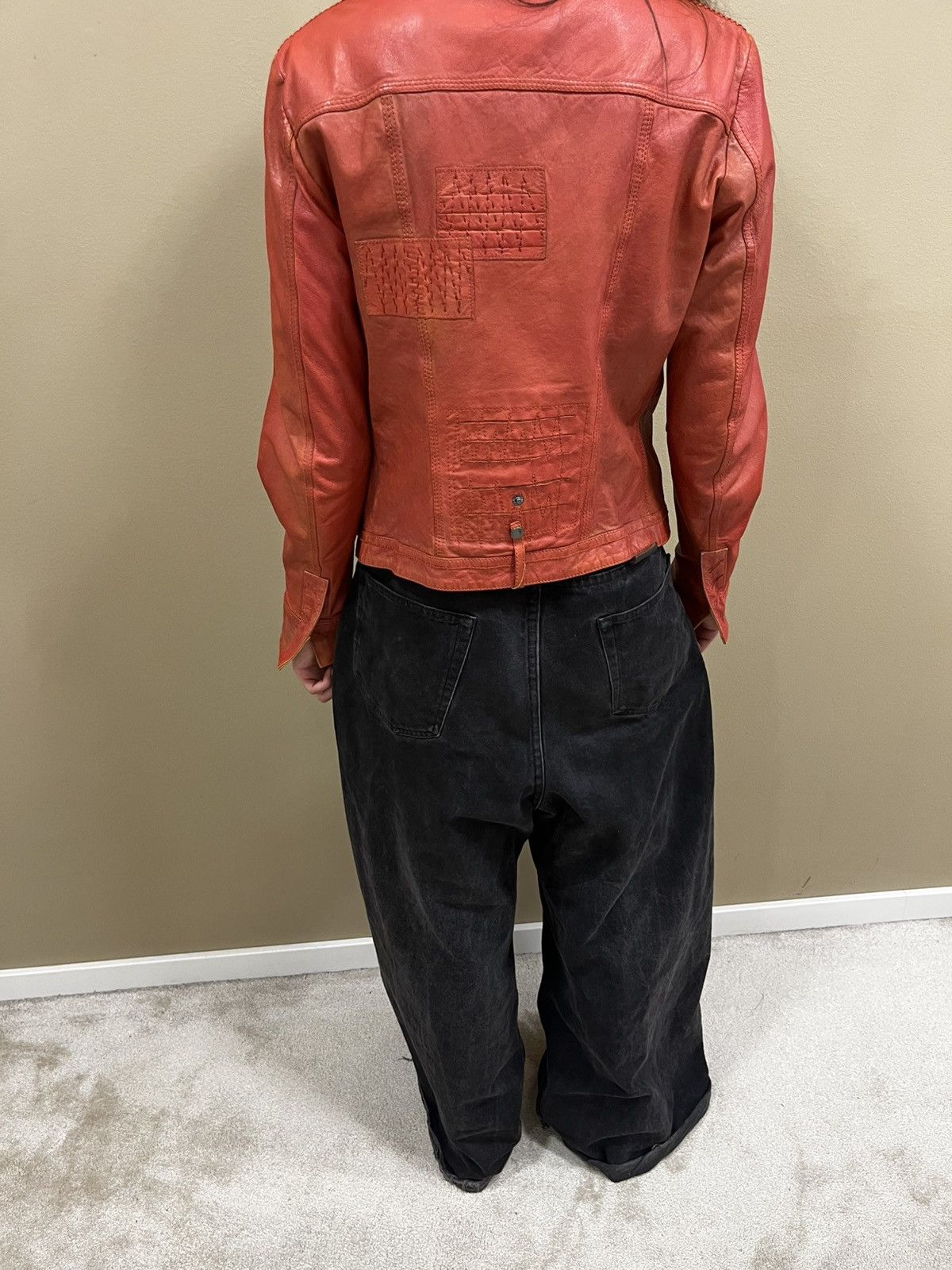 Marithe + Francois Girbaud Marithe Francois Girbaud Vintage Rare Orange Leather Jacket Size M / US 6-8 / IT 42-44 - 13 Thumbnail