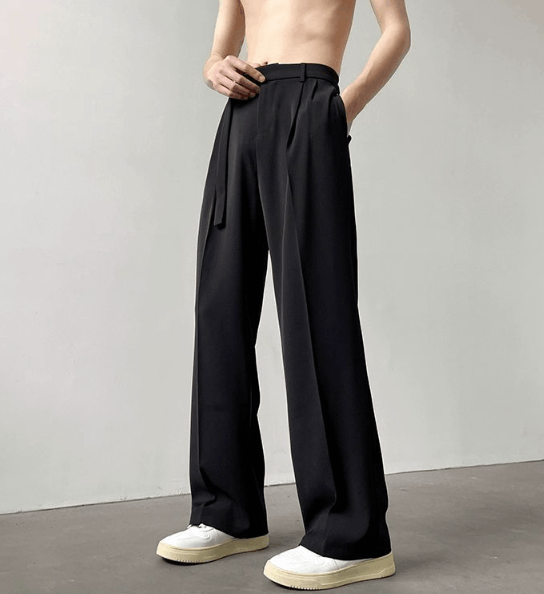 Japanese Brand × Vintage Men's Japanese black loose straight casual suit pants Size US 32 / EU 48 - 3 Thumbnail