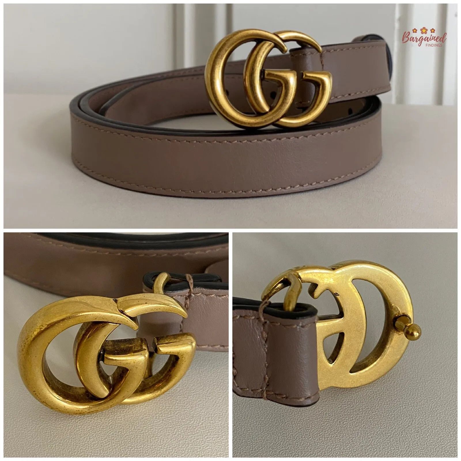 Gucci Gucci Porcelain Rose Calfskin Leather Double G Buckle Belt Size 30 - 4 Thumbnail