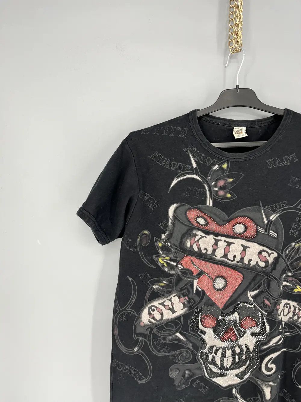 Affliction Vintage Y2K Christian Audigier Women’s Rhinestones T-Shirt Size US L / EU 52-54 / 3 - 3 Thumbnail