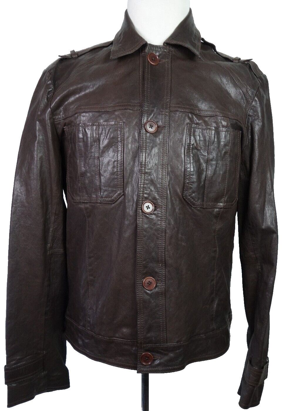 John Varvatos Brown leather jacket size small John varvatos star Size US XXS / EU 40 - 2 Thumbnail