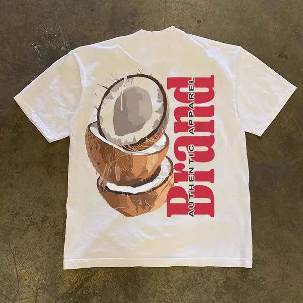 Japanese Brand VIBE White street retro coconut print t-shirt Size US M / EU 48-50 / 2 - 7 Thumbnail