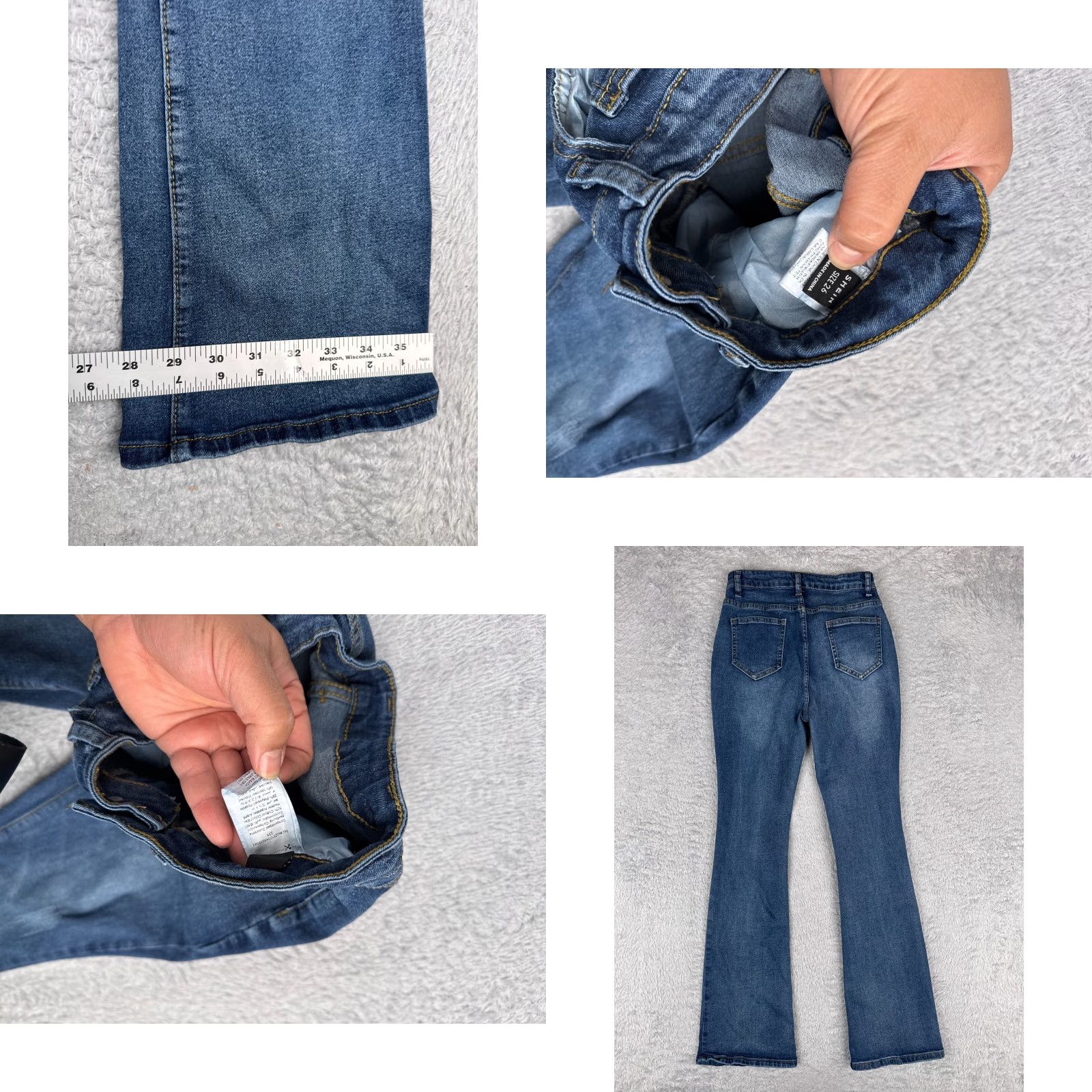 Shein SheIn Jeans Flared Denim Blue 26 30in Mid Rise Cotton Blend Stretch Regular Women Pants Vintage No Size 26" / US 2 / IT 38 - 9 Thumbnail