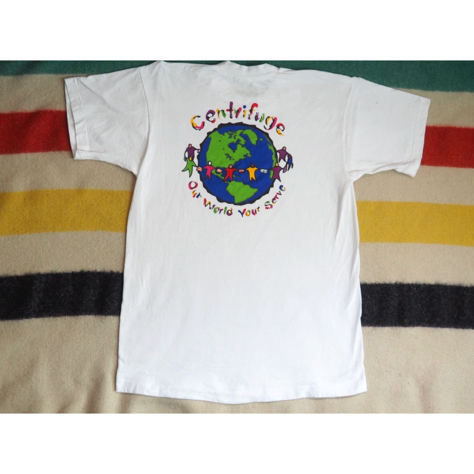 Fruit Of The Loom VTG 90s Fruit of the Loom Centrifuge Jesus Religion Earth Graphic Tee T-Shirt Mens M White Size US M / EU 48-50 / 2 - 3 Thumbnail