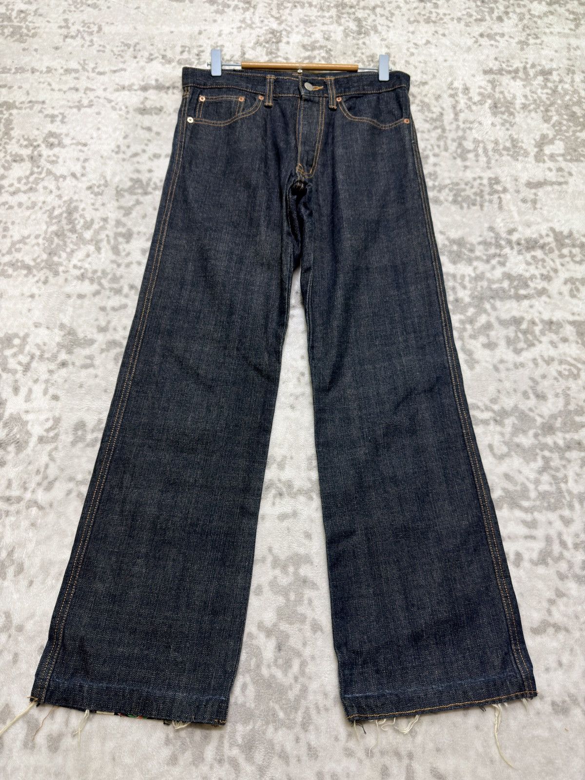 Karakuri Tamashii Juvenile Delinquent Wagara Kimono Panel Straight Denim Jeans Size US 30 / EU 46 - 2 Thumbnail