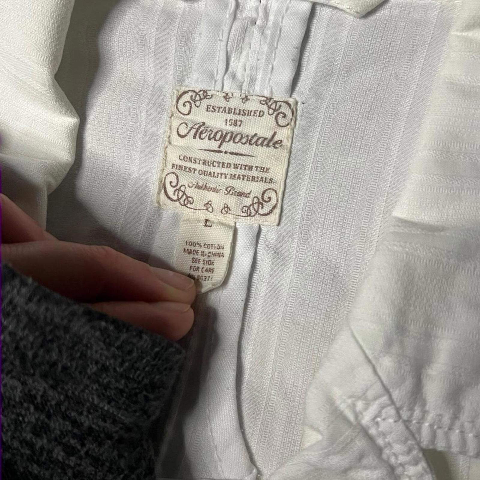 Aeropostale White lightweight cotton blazer Size L / US 10 / IT 46 - 6 Thumbnail