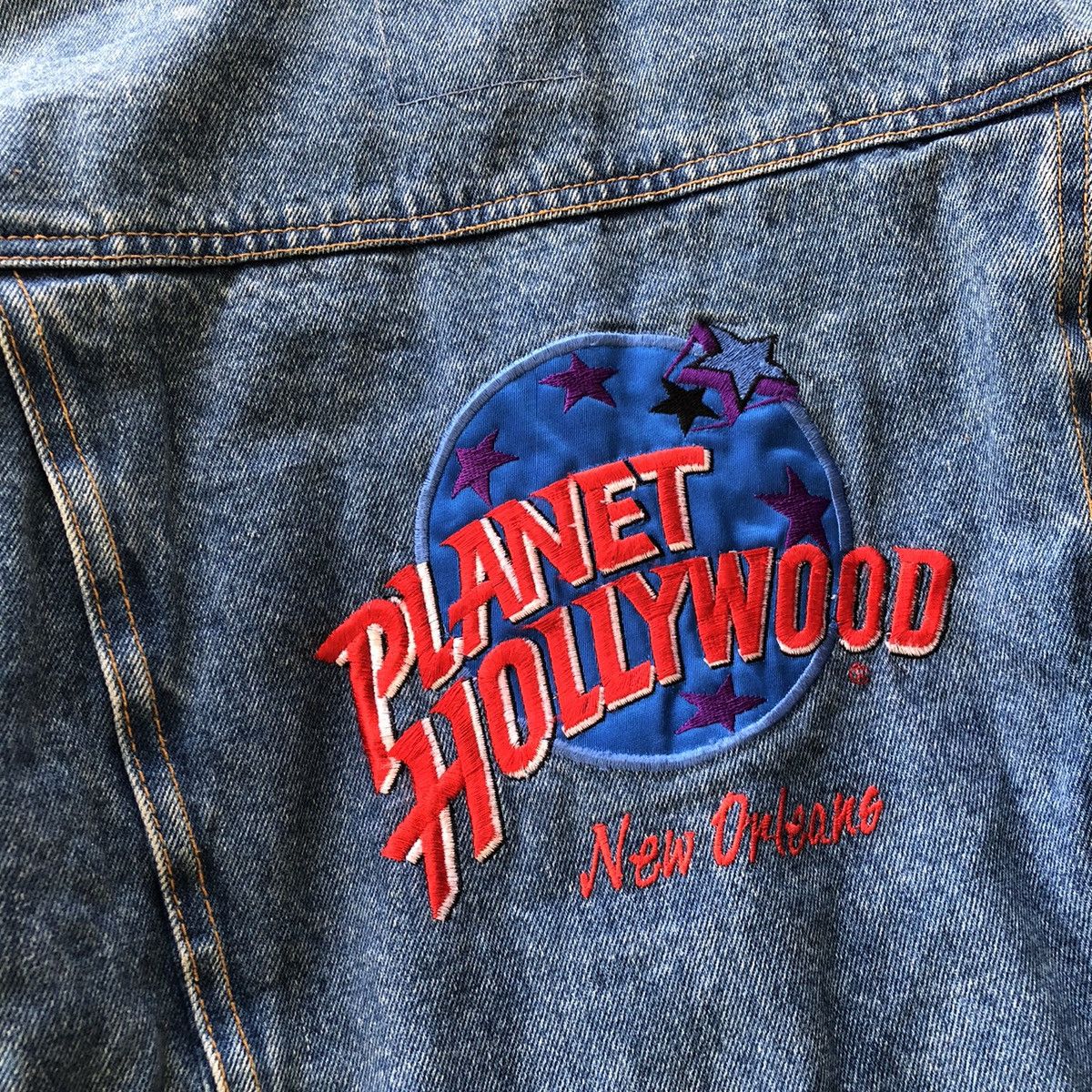 Planet Hollywood × Vintage PLANET HOLLYWOOD 1991 Embroidery Logo Trucker Denim Jacket Size US M / EU 48-50 / 2 - 8 Thumbnail