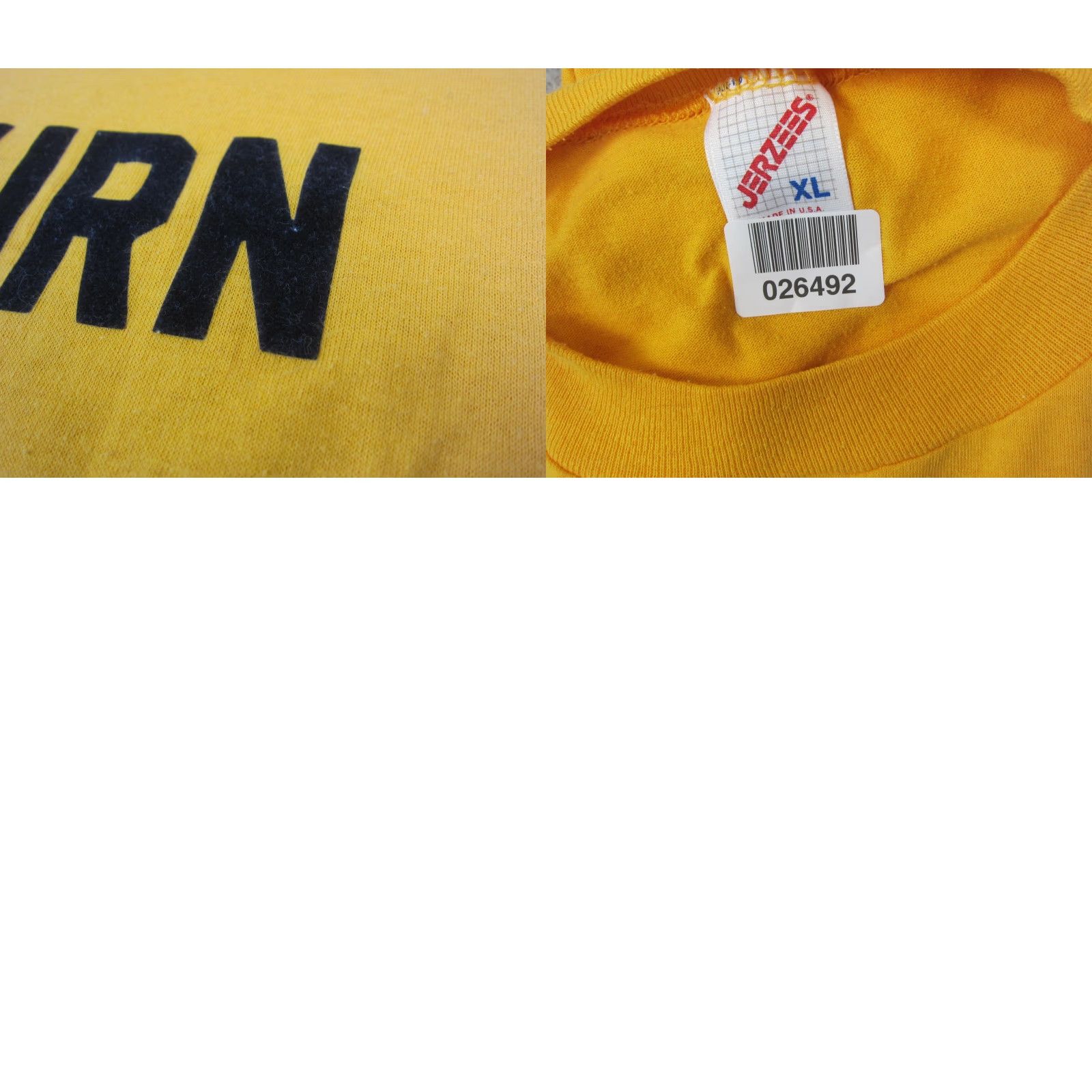Jerzees VINTAGE Jerzees Riverdale Shirt Mens XL Yellow Cotton Crew Neck Short Sleeve Logo 80s Made in USA Rams City Classic Outdoor All Seasons Size US XL / EU 56 / 4 - 9 Thumbnail