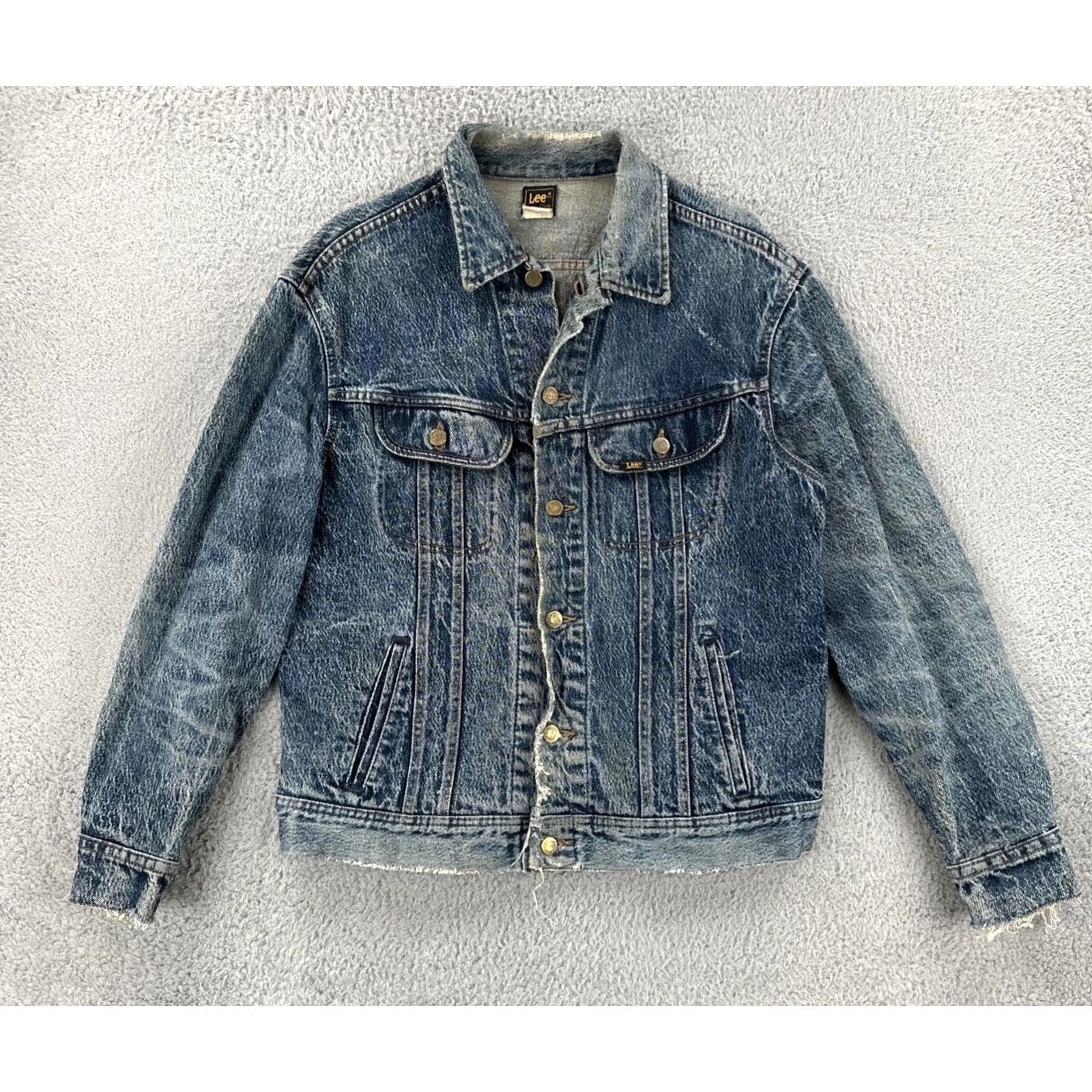 Lee VINTAGE Lee Riders M.R. Adult Medium PATD-153438 Made In USA Distressed Denim Jacket Rockabilly Blue Men Size US M / EU 48-50 / 2 - 2 Thumbnail
