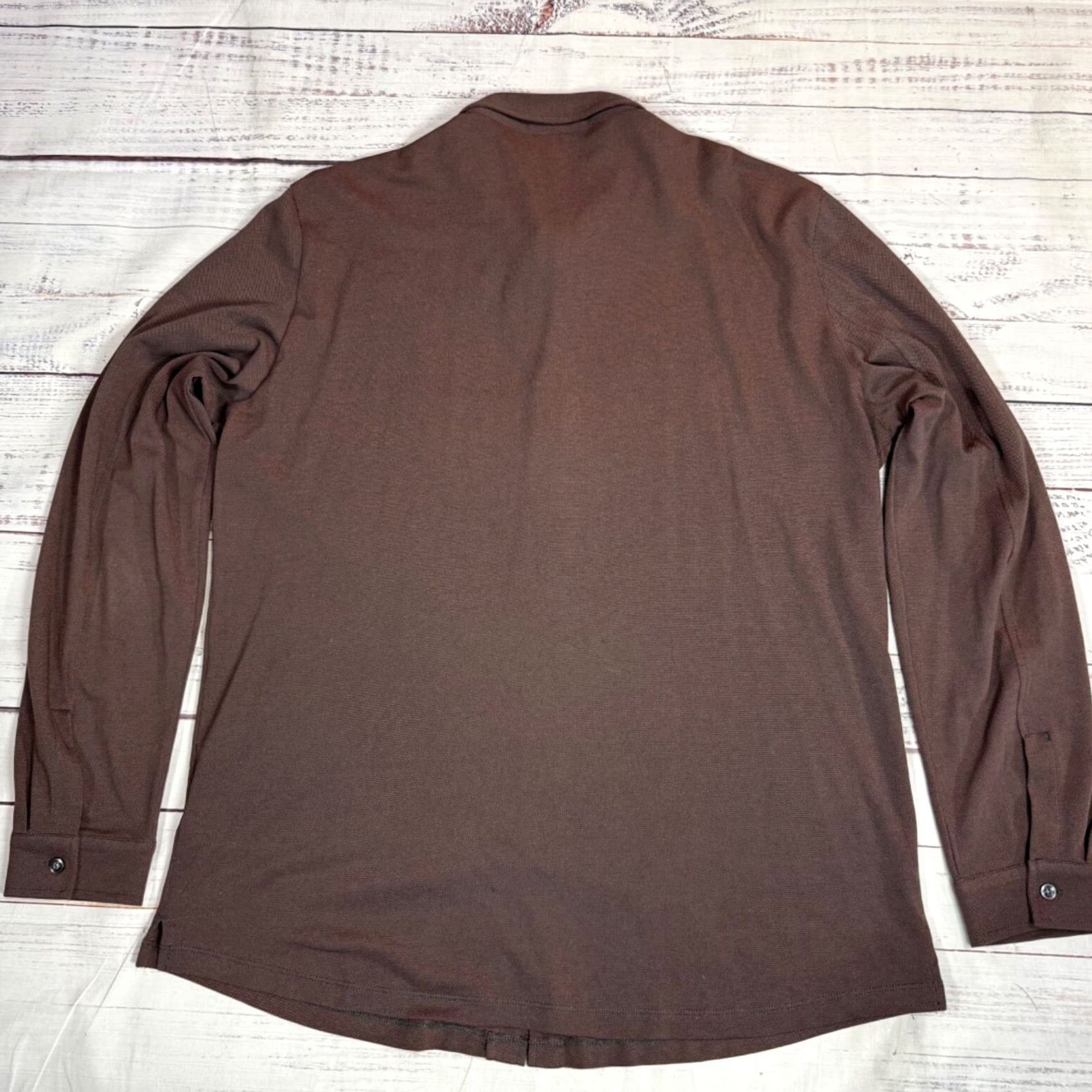 Vintage Robert Barakett Mens Button-Up Knit Shirt XL Burgundy Long Sleeve Collared Size US XL / EU 56 / 4 - 5 Thumbnail