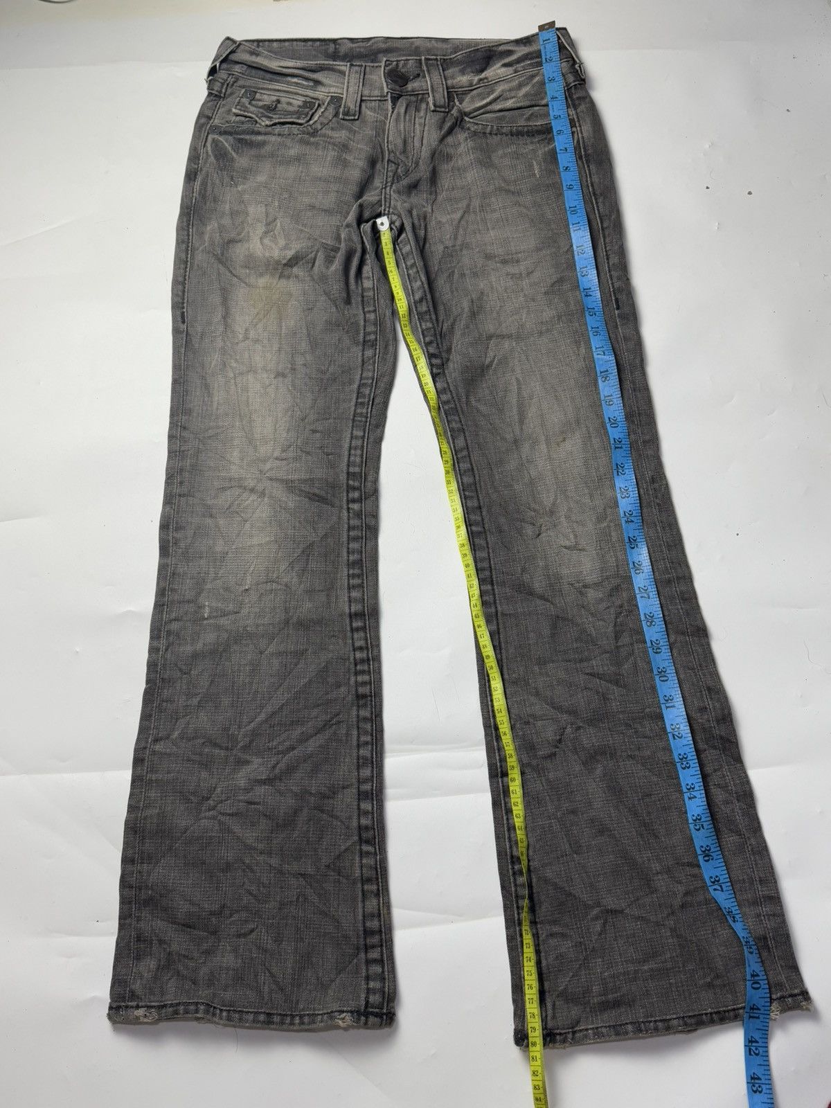 True Religion Flare True Religion Leather Logo Distressed Denim Size US 30 / EU 46 - 5 Thumbnail