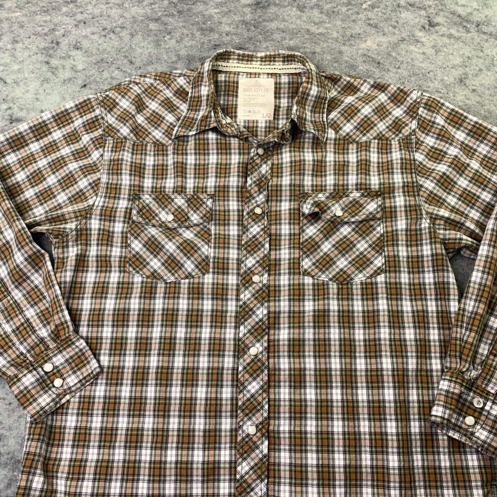 Route 66 VINTAGE Route 66 Brown Plaid Button-Up Shirt Large Mens Western Cowboy Snap Size US L / EU 52-54 / 3 - 2 Thumbnail