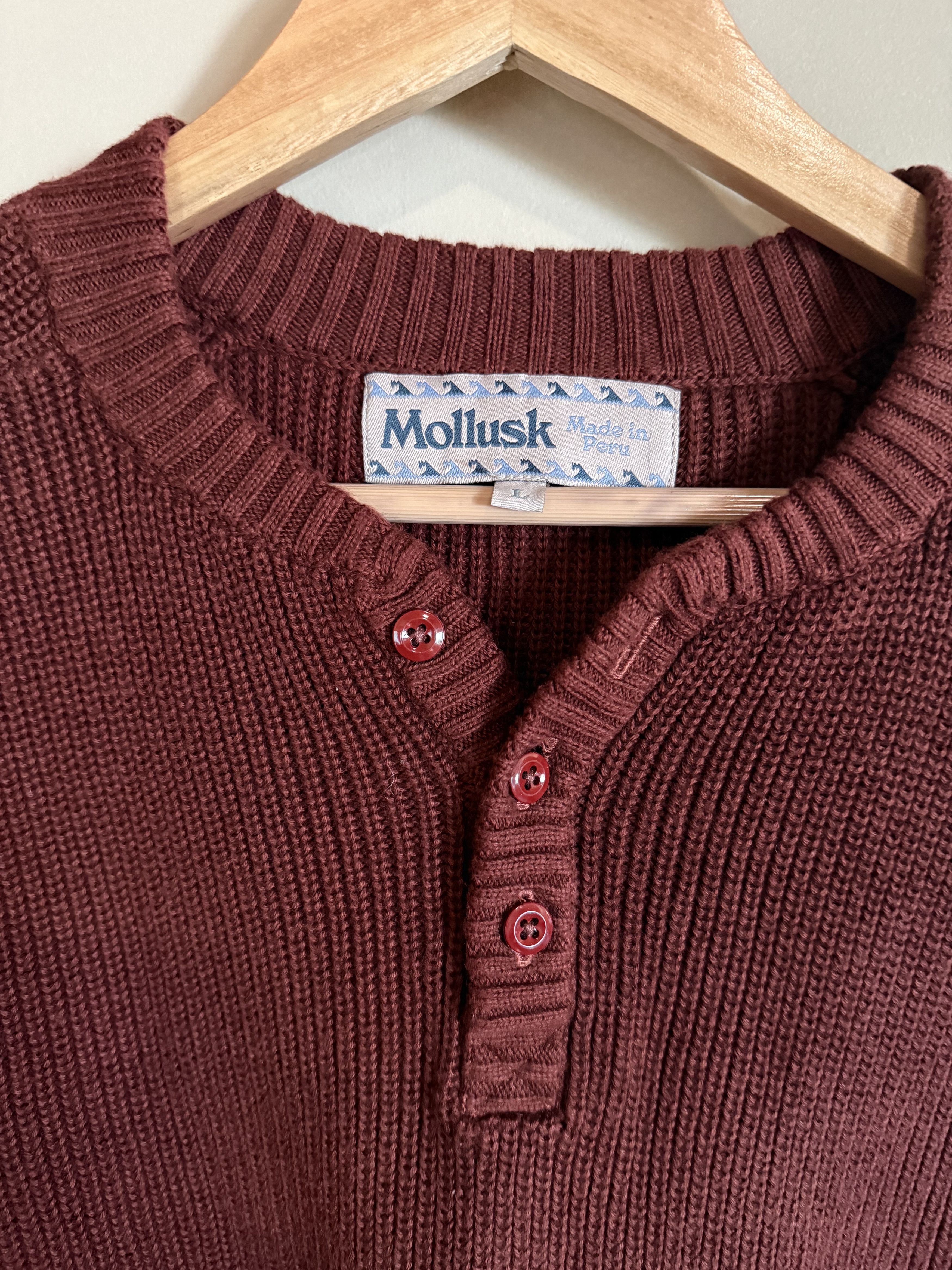 Mollusk Mollusk Brick Red Cotton Henly Sweaterl, Men's Large Size US L / EU 52-54 / 3 - 2 Thumbnail