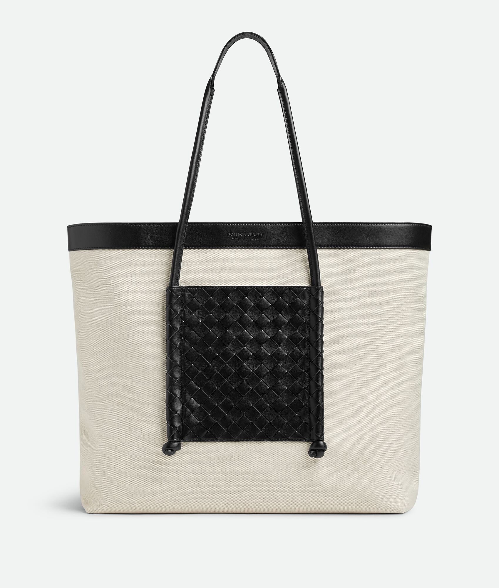 Bottega Veneta o1loc1c0325 Size:OS / 755776 Portello Tote Bag Natural/Black Size ONE SIZE - 1 Thumbnail