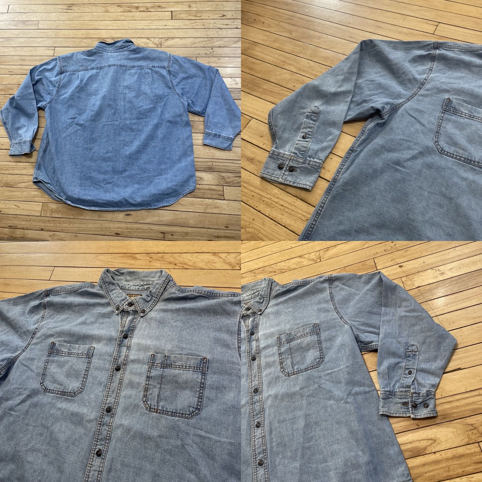 Denime VINTAGE Schmidt Workwear Shirt Denim Shirt Men 3XL Cotton Blue Jean Long Sleeve 3X Mens Size US XXL / EU 58 / 5 - 9 Thumbnail