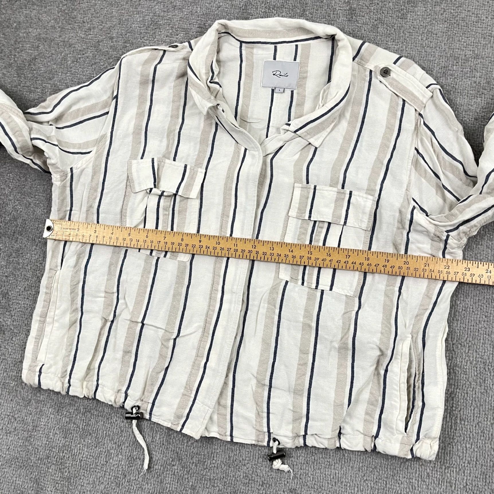 Rails Rails Rowen Shirt Womens Large Coco Stripe White Blue Linen Lightweight Jacket Shirt Size L / US 10 / IT 46 - 5 Thumbnail