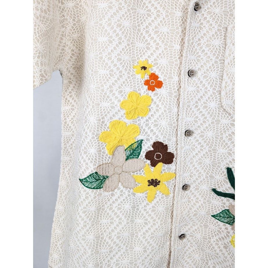 Andersson Bell o1rshd1 Flower Embroidery Open Collar Shirt in White Size US M / EU 48-50 / 2 - 7 Thumbnail