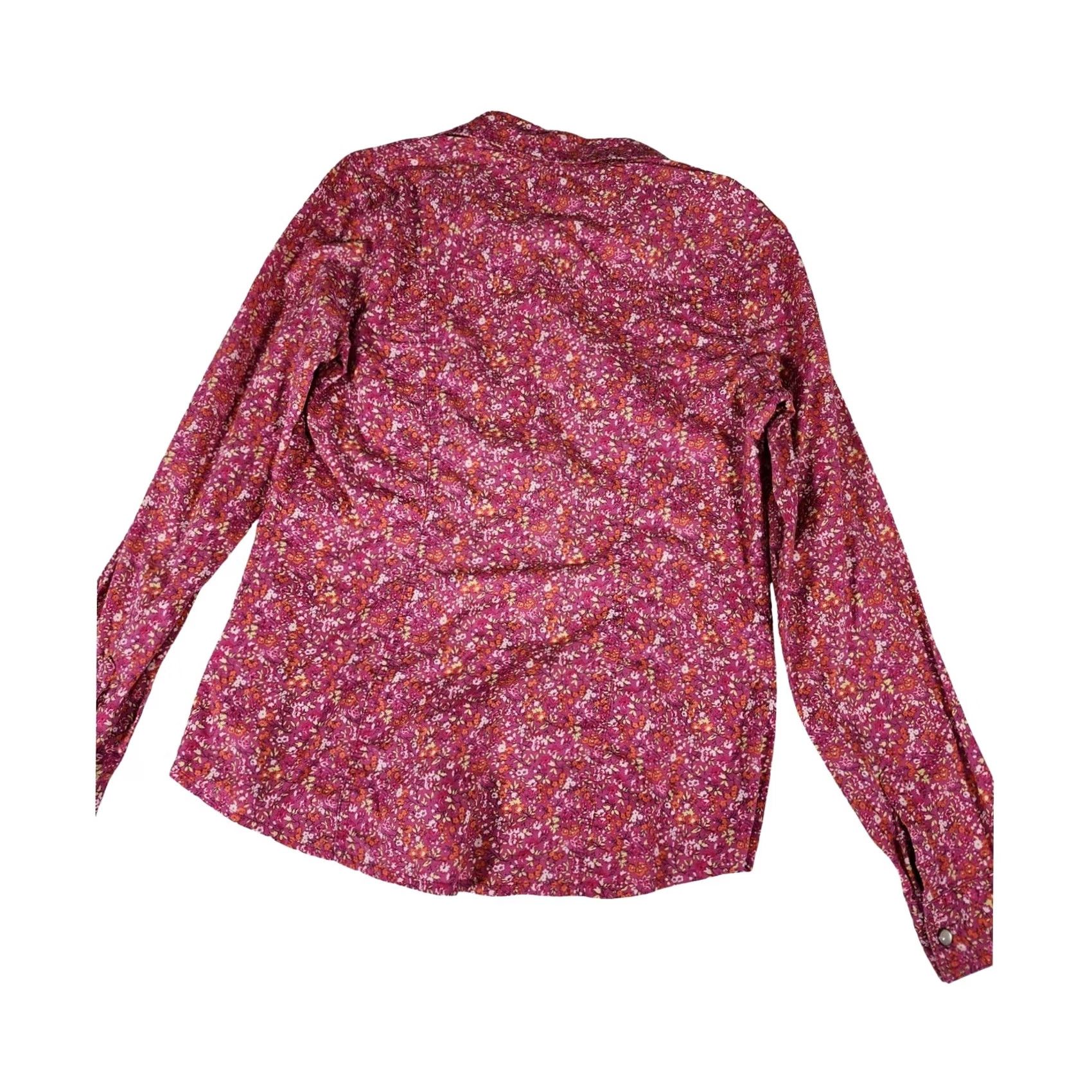 Old Navy Old Navy Womens XS Floral Pearl Snap Shirt Magenta Pink Long Sleeve Cotton Size XS / US 0-2 / IT 36-38 - 8 Thumbnail