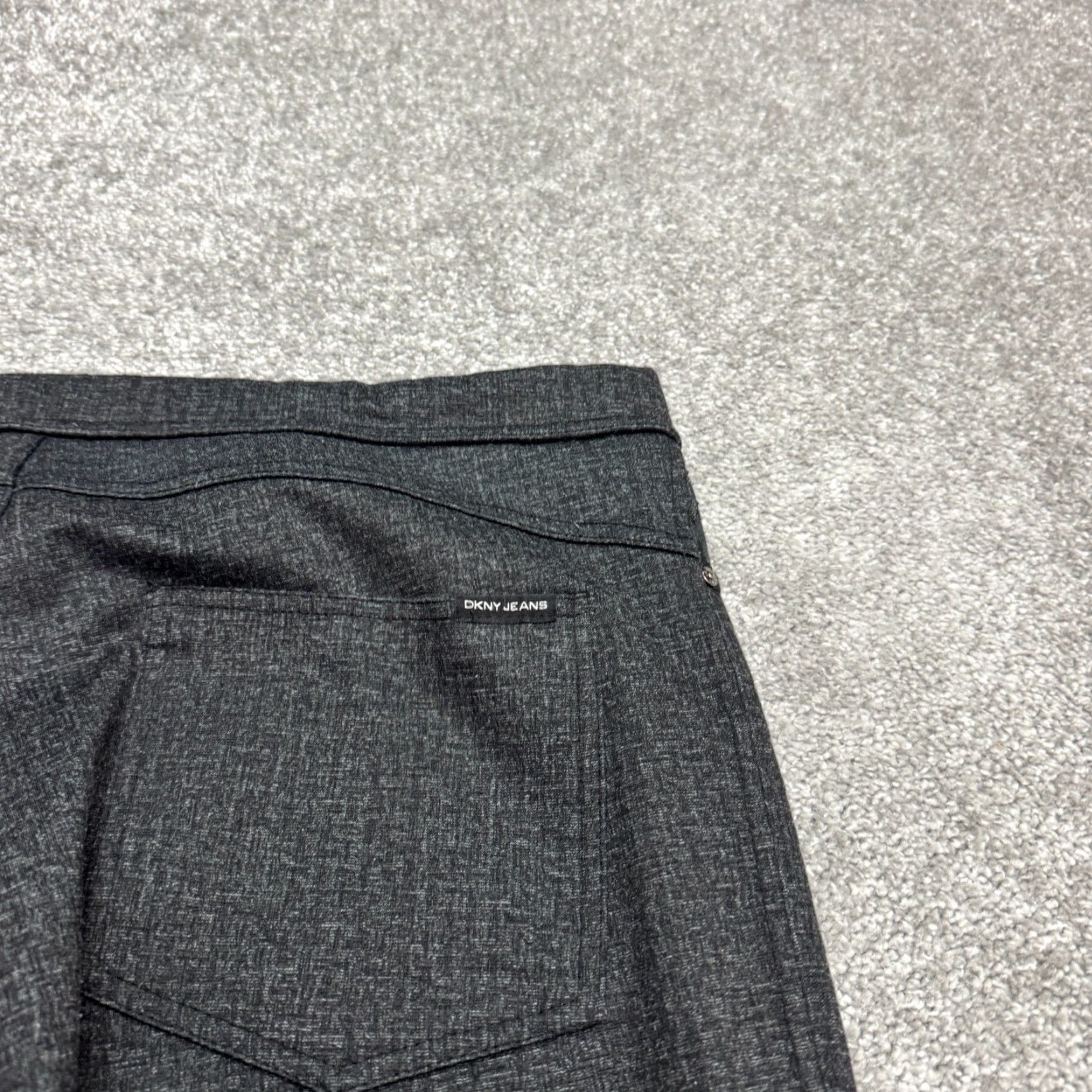 DKNY DKNY Pants Women XL Gray Straight Pull On 36x28 Dress Pants Logo Faux Leather Trim Vintage No Size 40" / US 18 - 4 Thumbnail