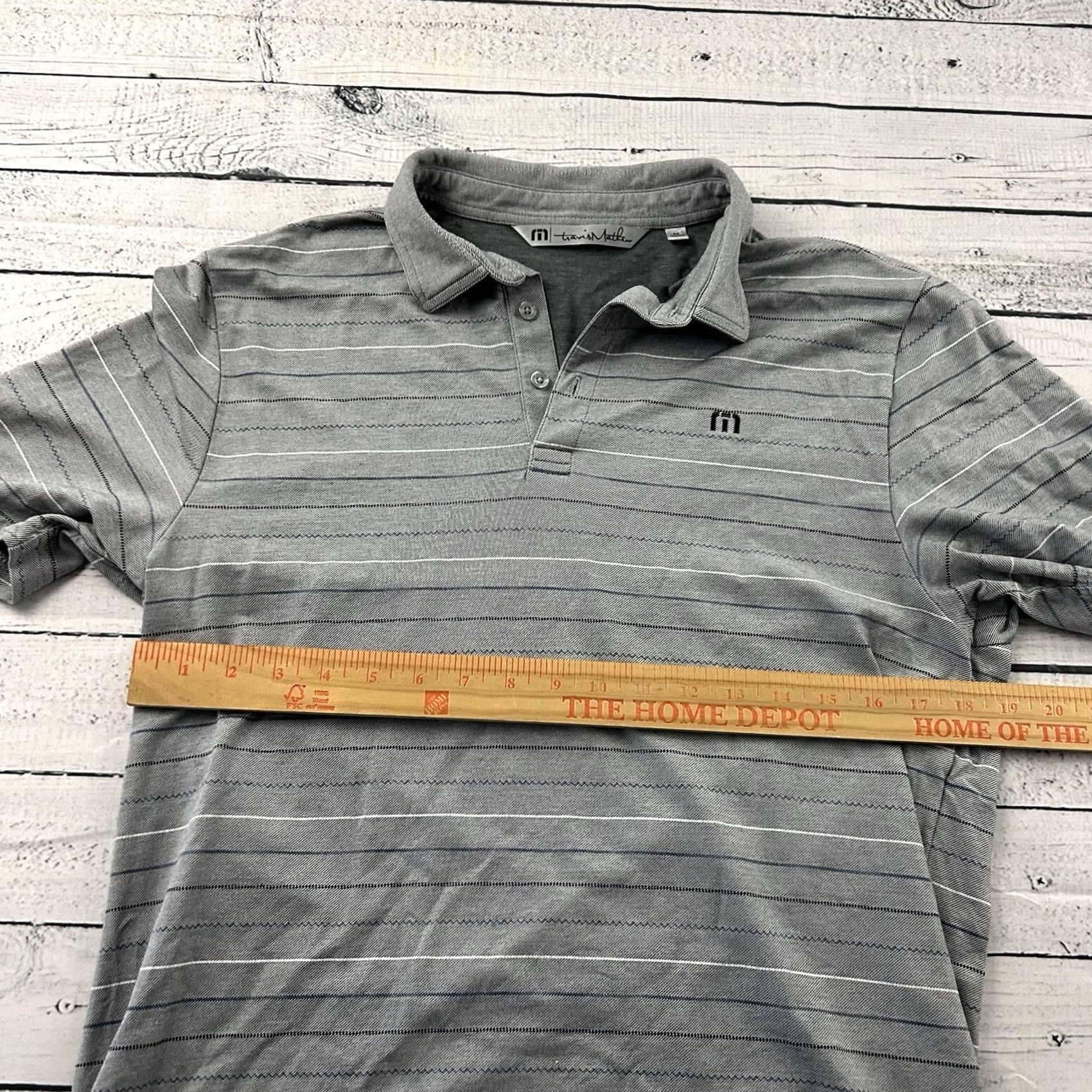 TravisMathew Travis Mathew Striped Short Sleeve Golf Polo Shirt Men's M Gray Shirt Size US M / EU 48-50 / 2 - 5 Thumbnail