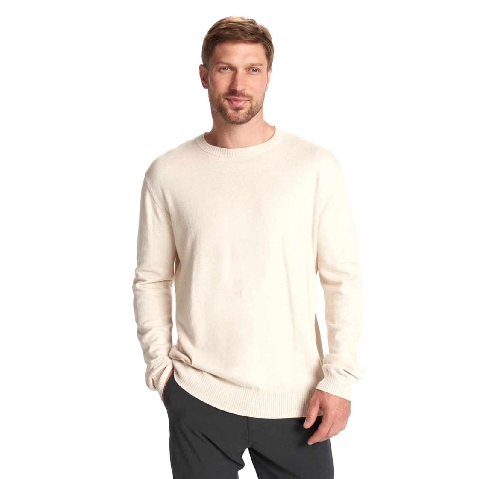 Vuori VUORI Fluent Sweater Bone Cotton Cashmere Blend Men M Crew Neck Long Sleeve Pullover Lightweight Casual Winter Spring Fall Size US M / EU 48-50 / 2 - 2 Thumbnail